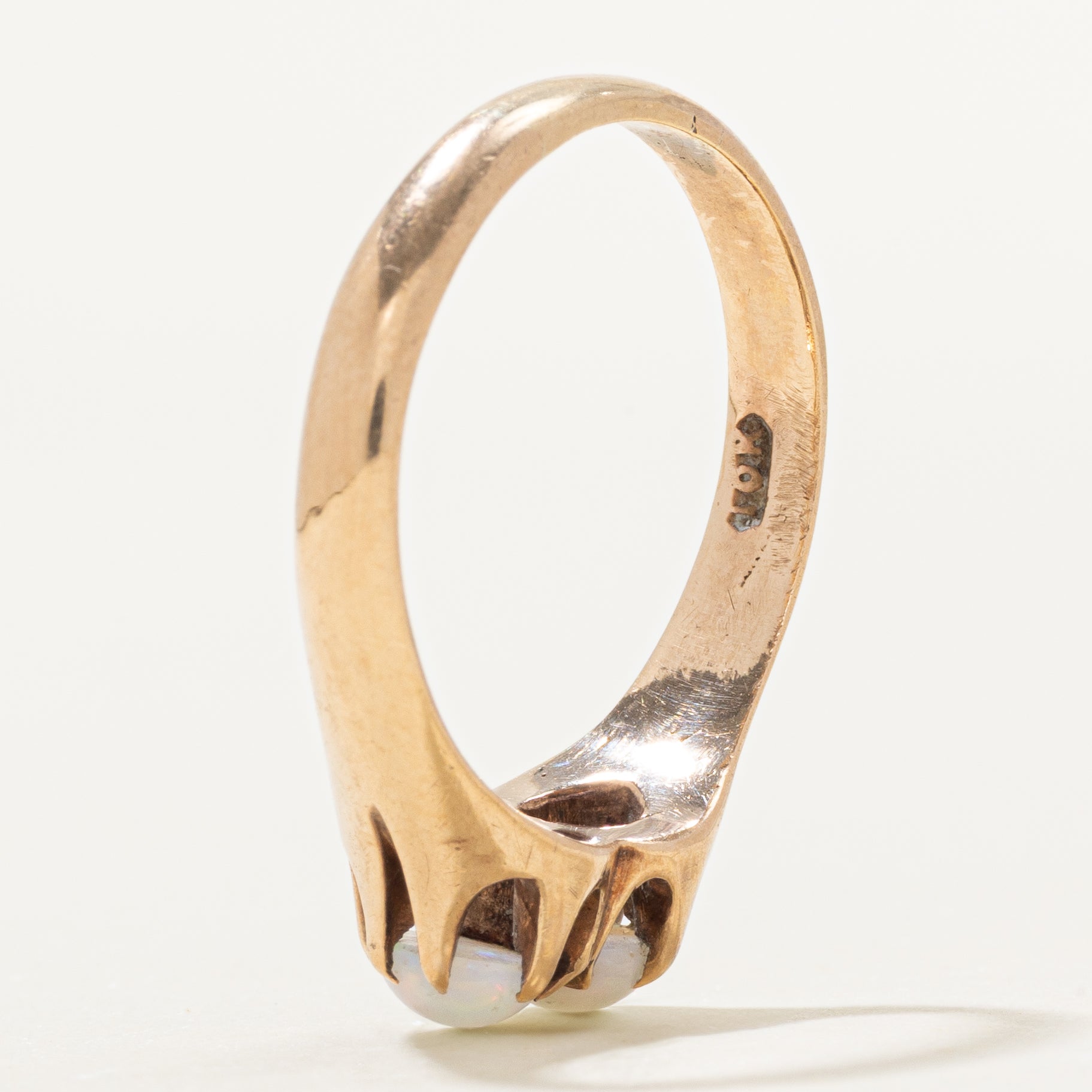 Toi et Moi Belcher Set Opal Ring | 0.40ctw | SZ 7