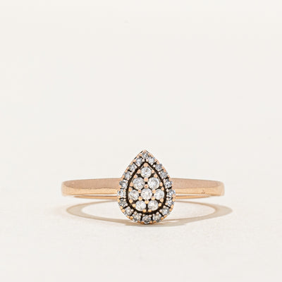 Pear Shaped Diamond Pave Set Ring | 0.17ctw | SZ 6 |