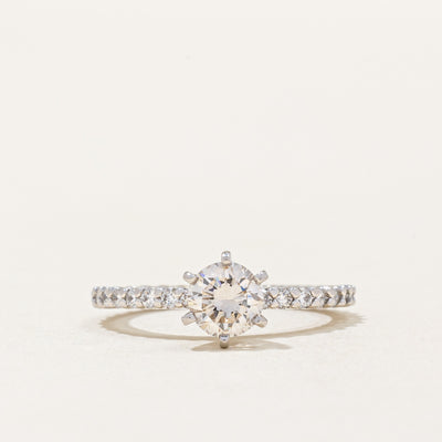 Six Prong Diamond Engagement Ring | 0.93ctw SI1 H | SZ 4.5 |