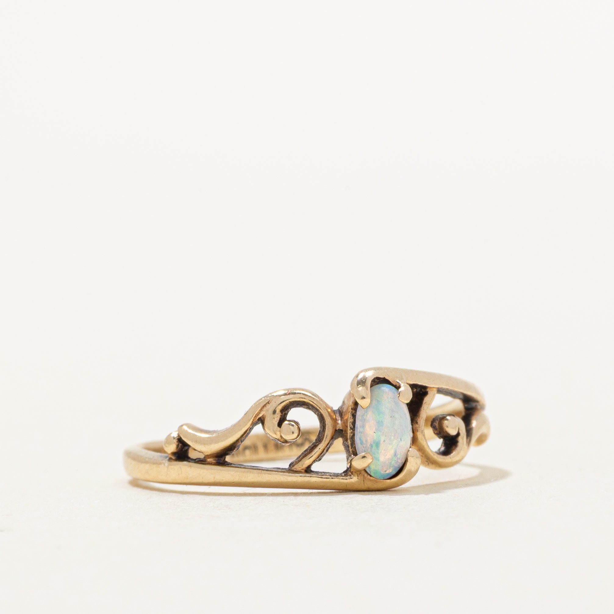 Cabochon Opal Scrollwork Bypass Ring | 0.10ct | SZ 6.75