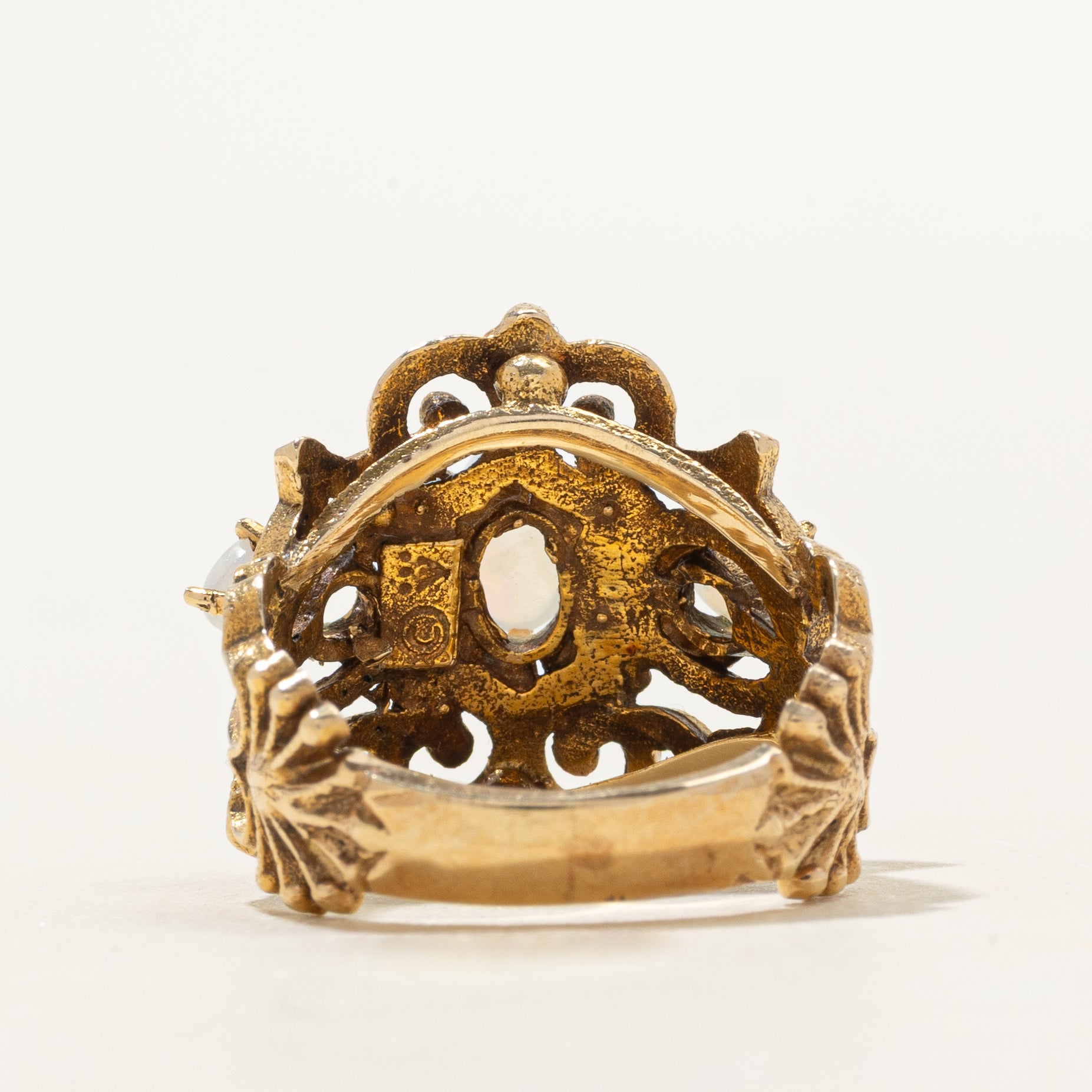 Three Stone Opal Openwork Ring | 0.44ctw | SZ 4