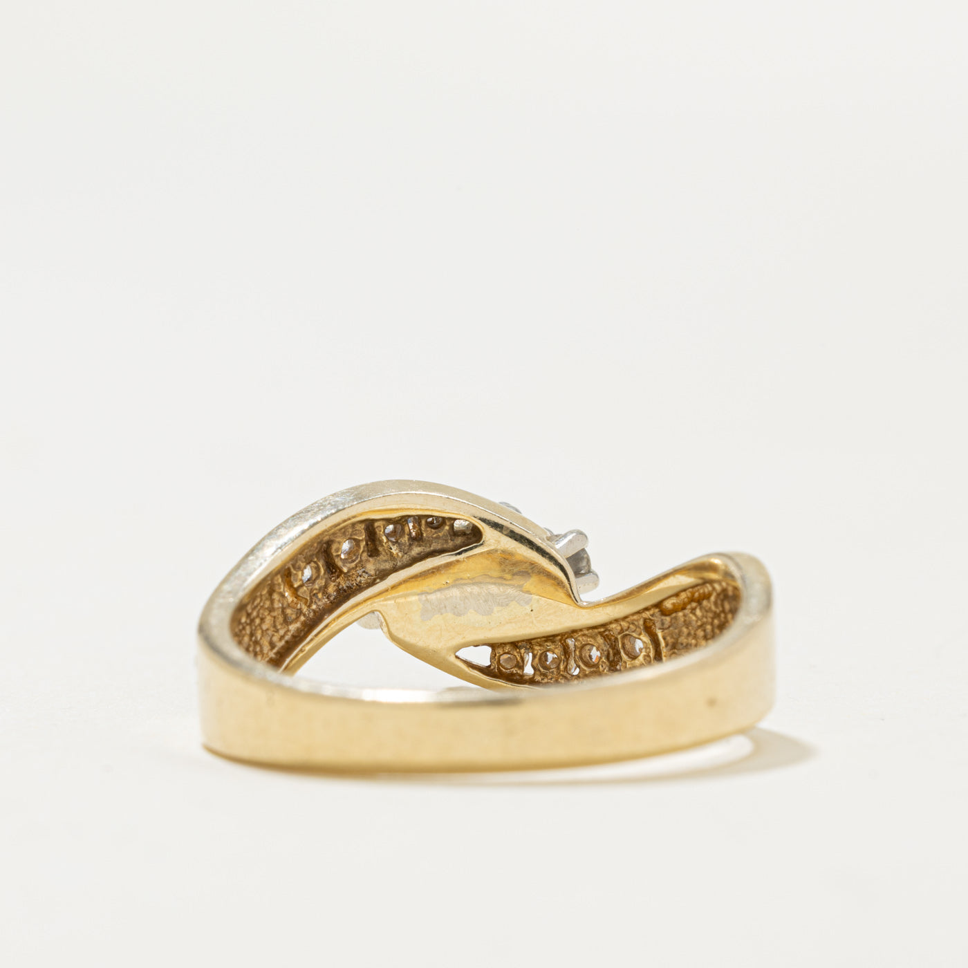 14k Diamond Channel Set Accented Wave Bypass Ring | 0.33ctw | SZ 6.5