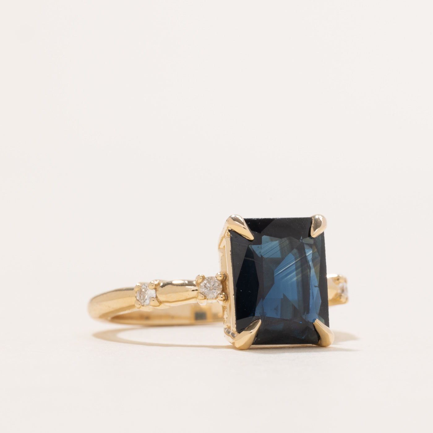 '100 Ways' 14k Yellow Gold Emerald Cut Sapphire Accented Ring | 3.26ctw | SZ 6.75