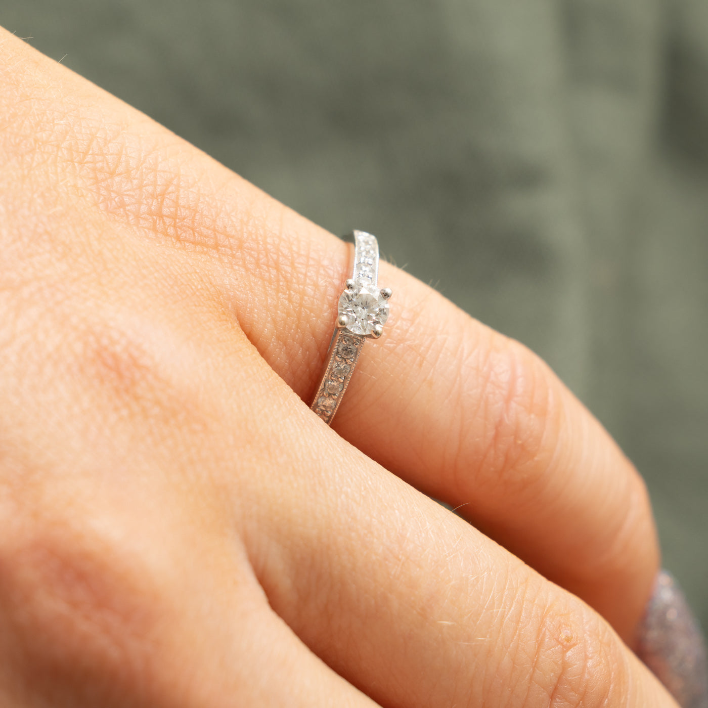 18k Diamond Milgrained Engagement Ring | 0.36ctw | SZ 5