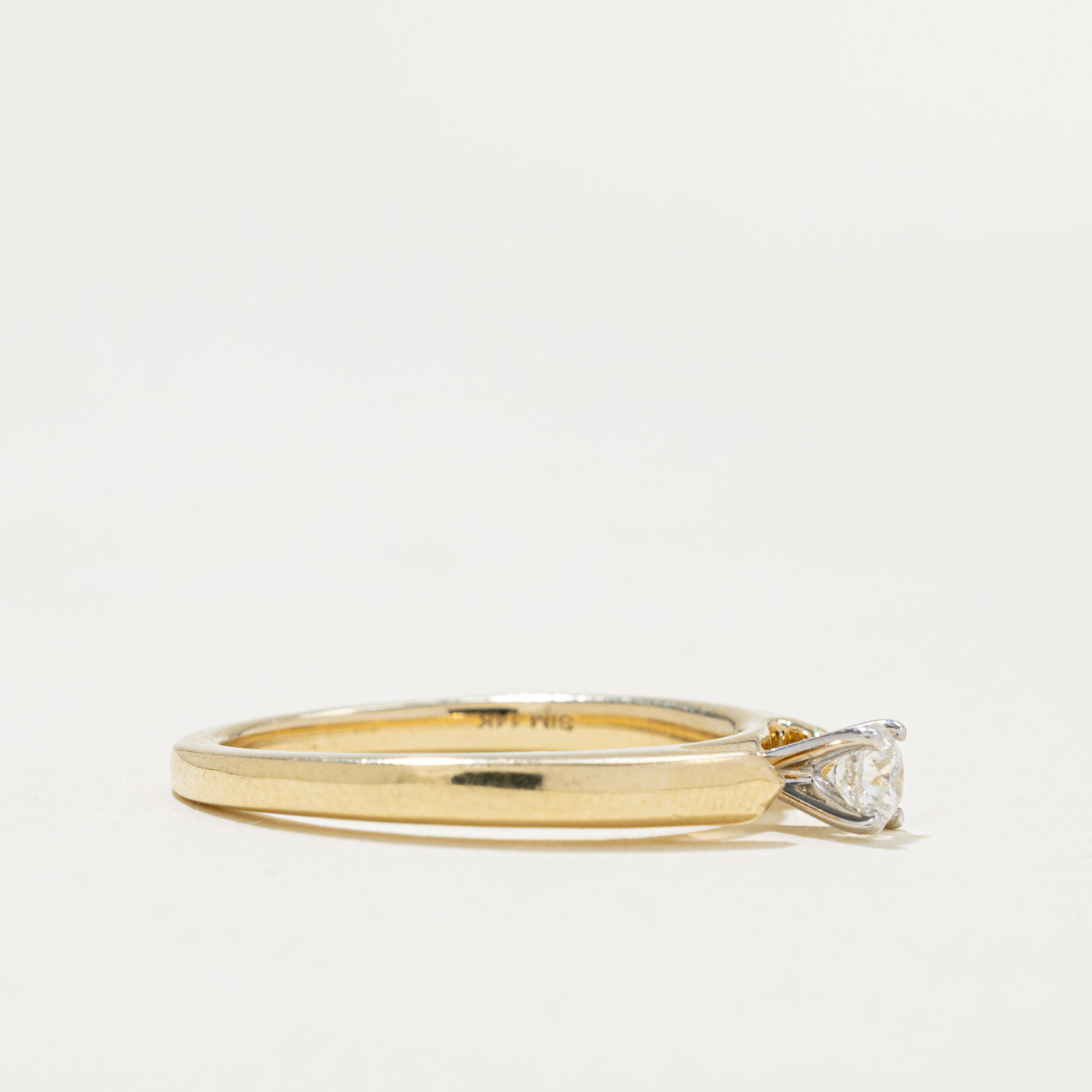 14k Solitaire Diamond Reverse Tapered Ring | 0.18ct | SZ 7