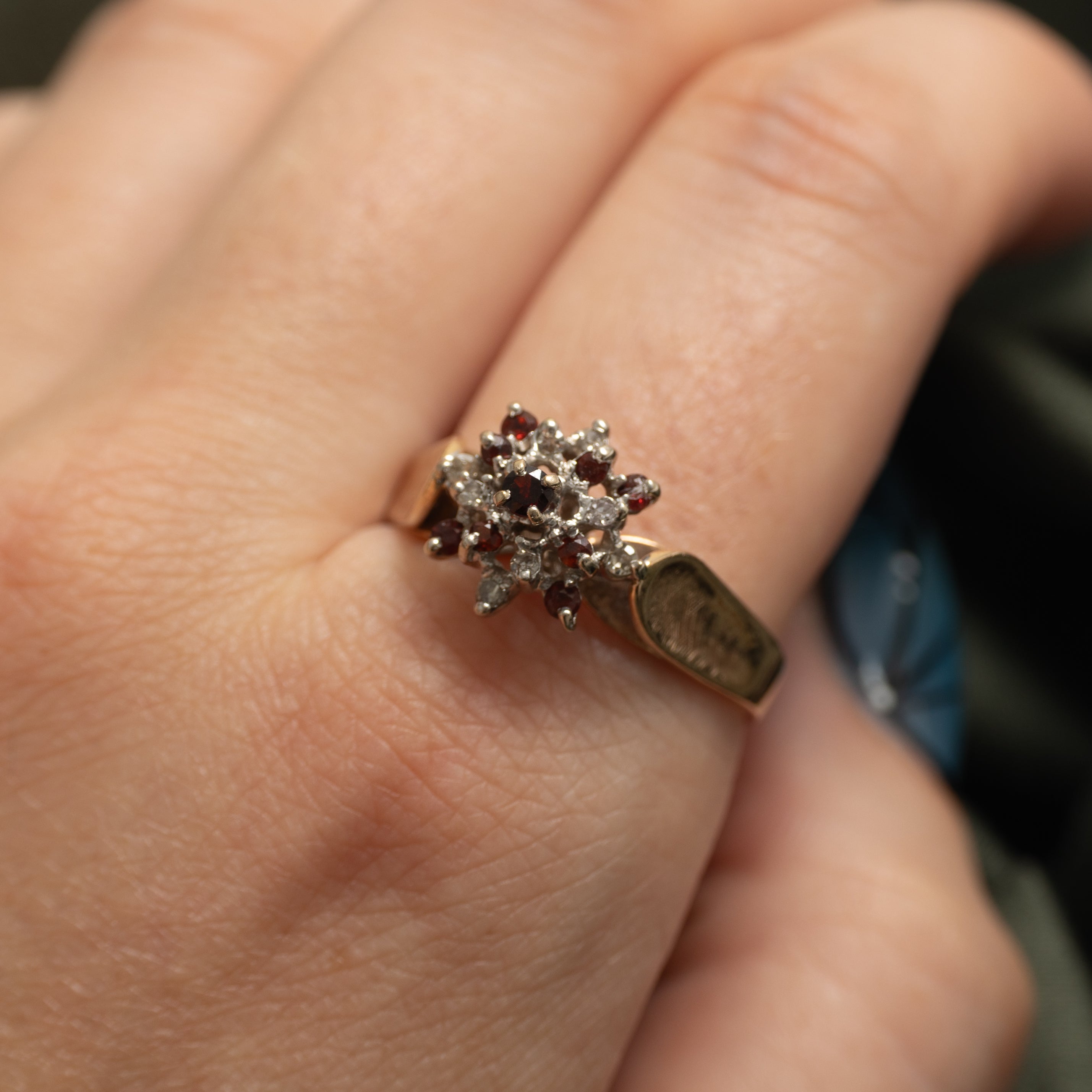 Garnet & Diamond Cluster Cocktail Ring | 0.24ctw, 0.08ctw | SZ 11.25