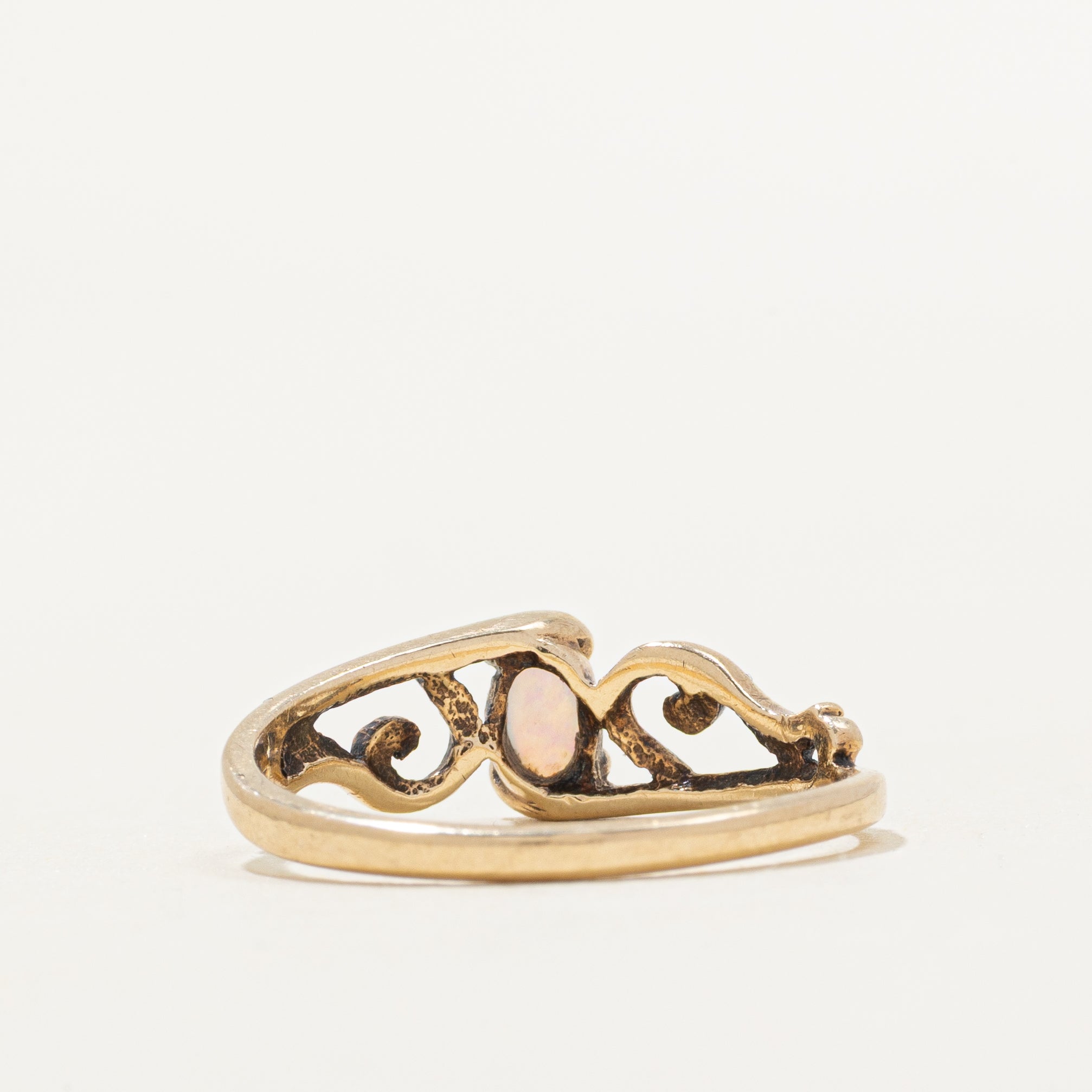 Cabochon Opal Scrollwork Bypass Ring | 0.10ct | SZ 6.75