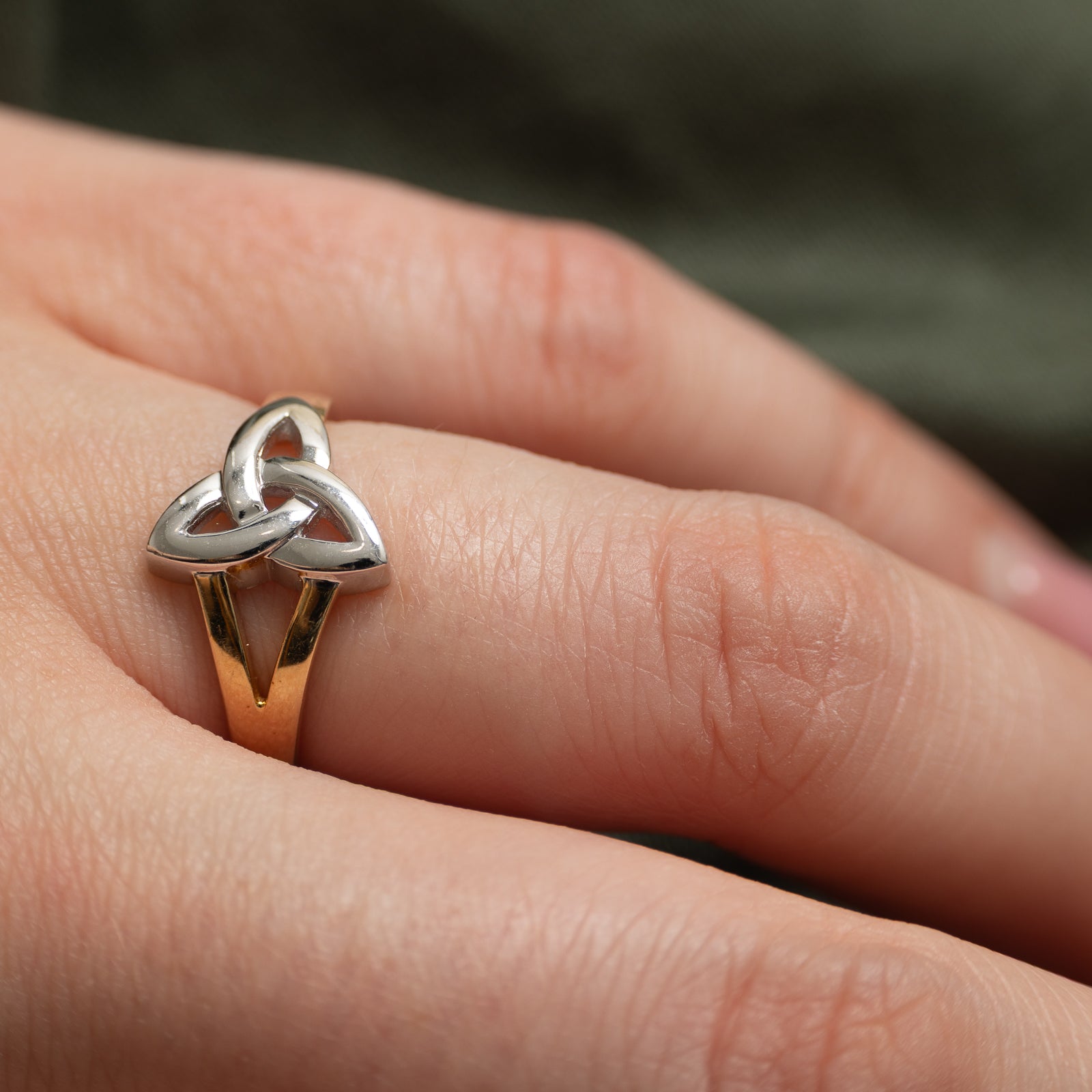Dublin 14k Two Tone Gold Celtic Ring | SZ 6
