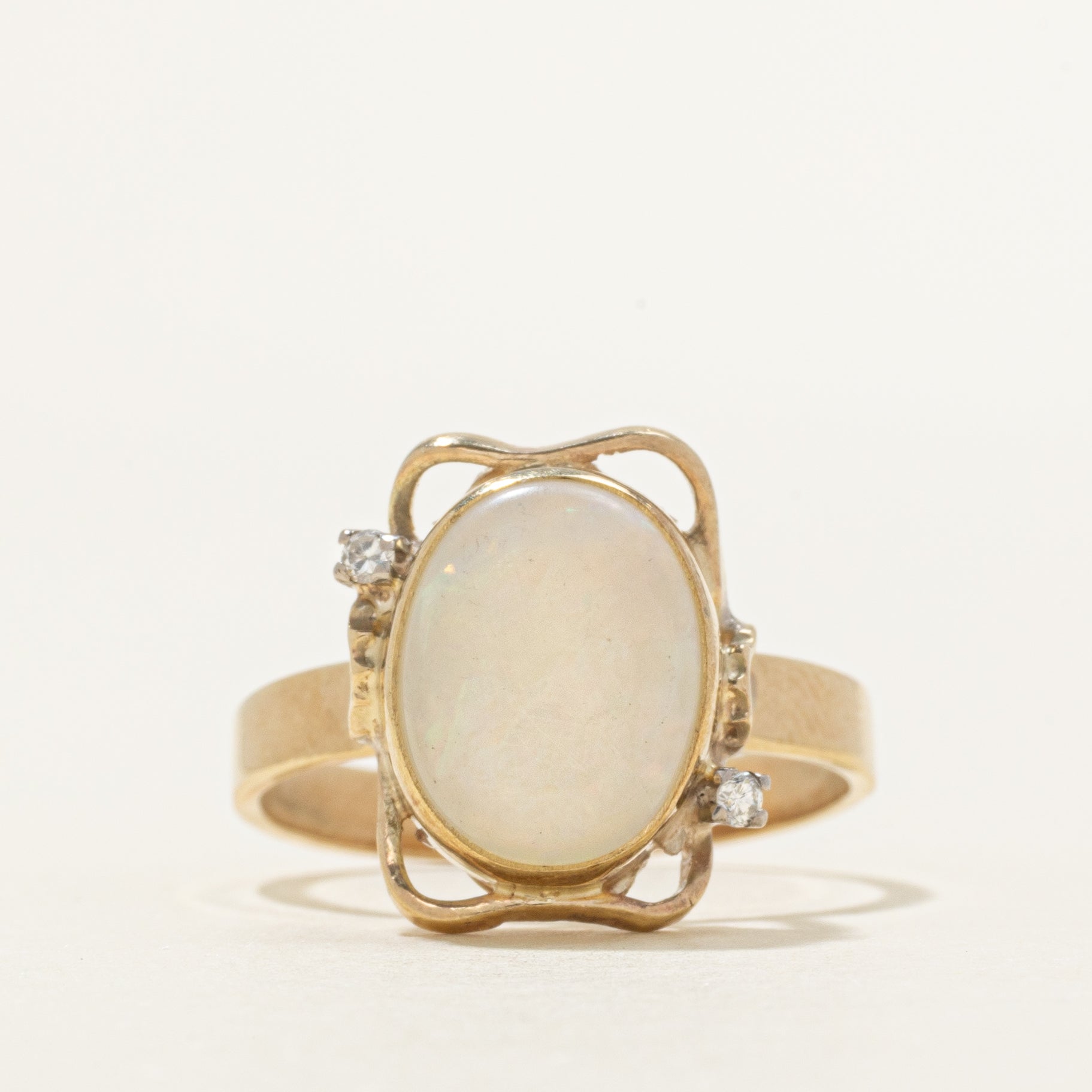 Cabochon Opal & Diamond Ring | 1.96ct, 0.03ctw | SZ 8.75