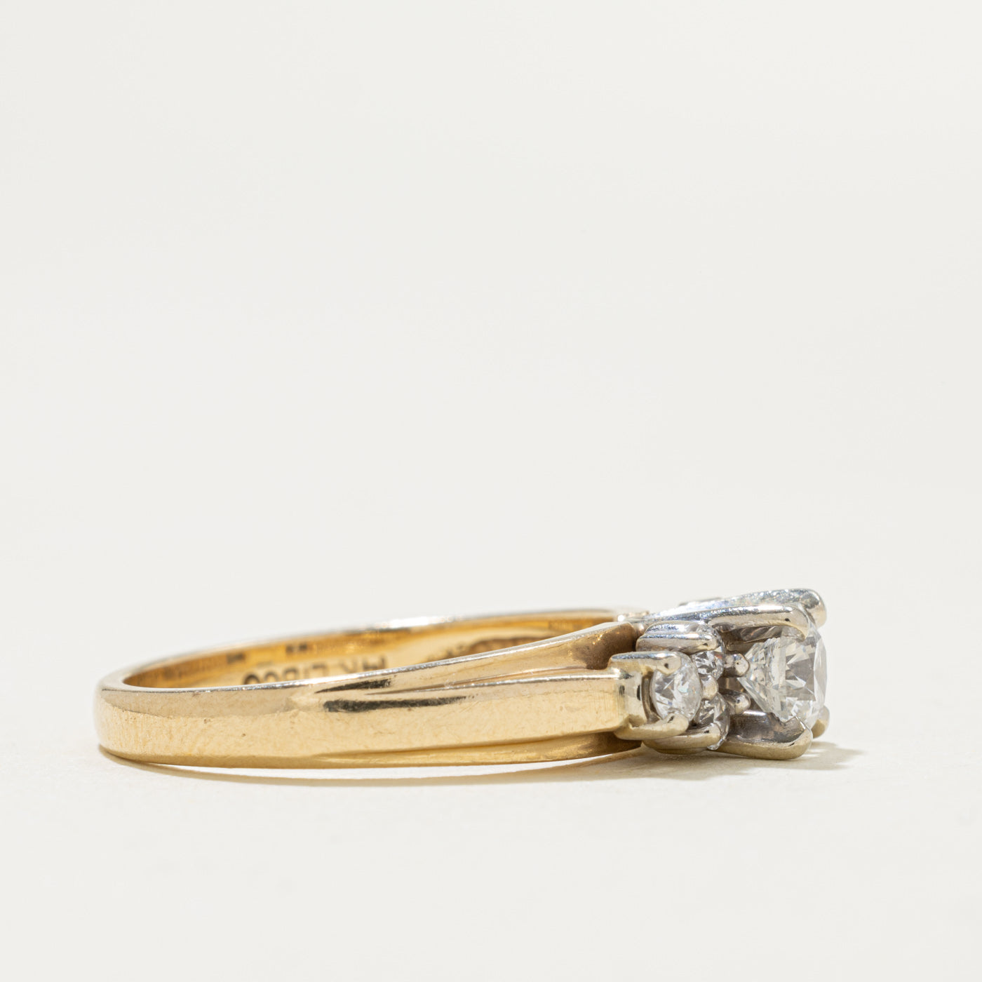 14k Yellow Gold Diamond Cluster Accented Ring | 0.42ct SI2 J, 0.30ctw | SZ 7.25