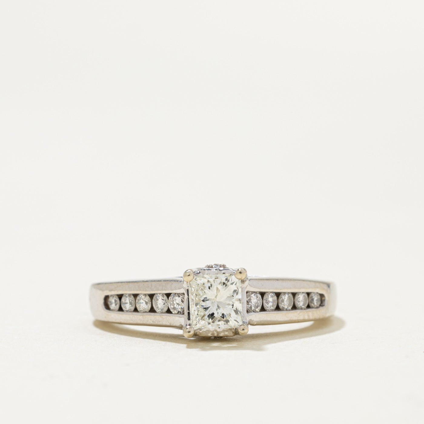 14k Princess Cut Diamond Channel Set Accented Ring | 0.35ct SI2 H, 0.20ctw | SZ 4.5