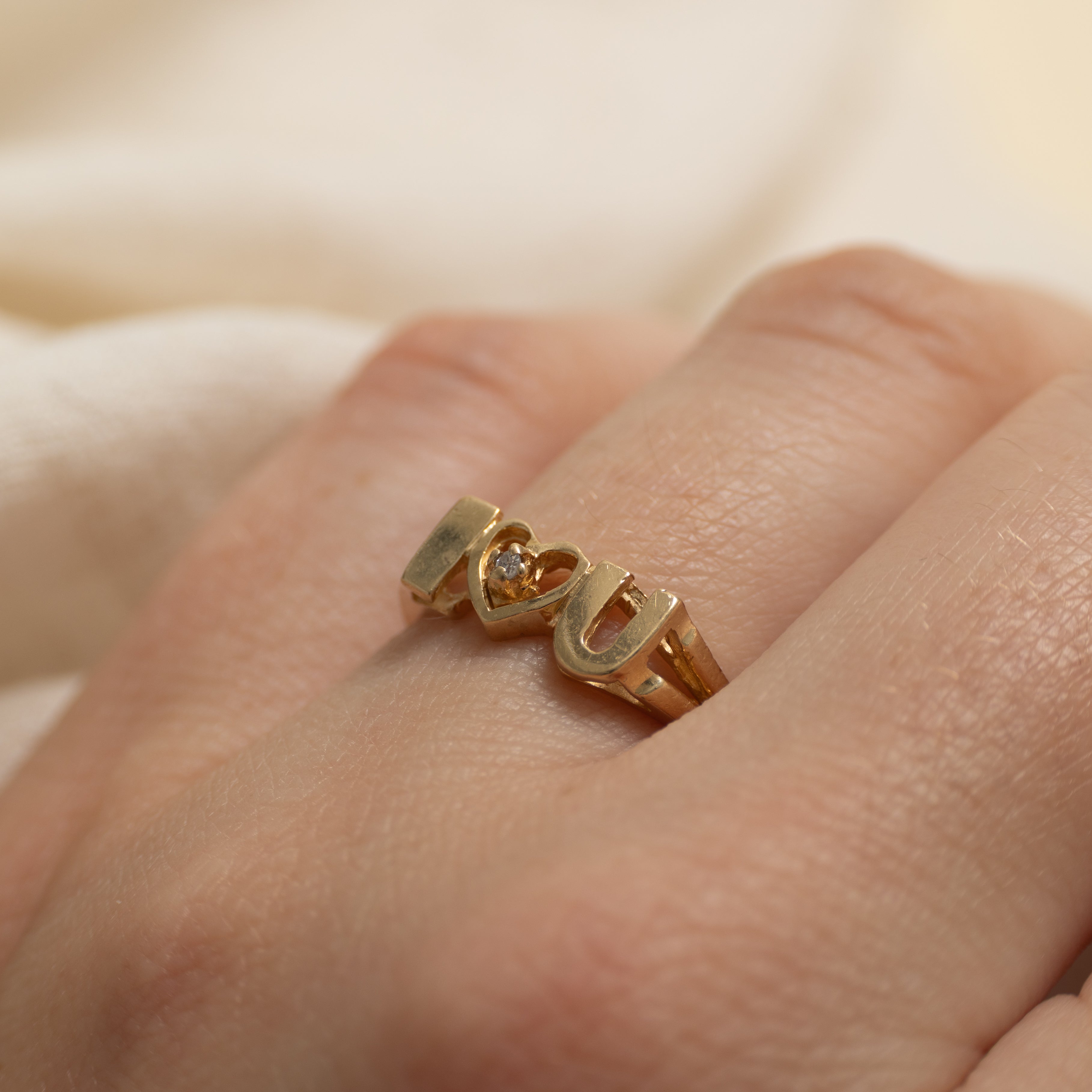 Bague ajourée « Je t'aime » en diamant 10 carats | Taille 6