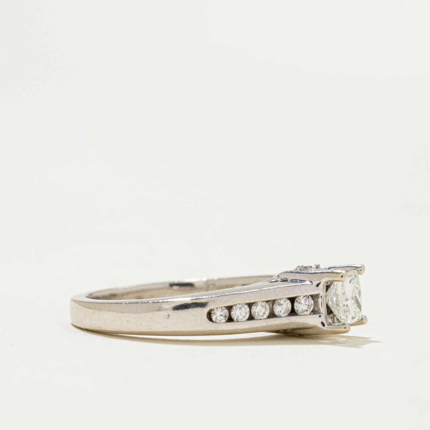 14k Princess Cut Diamond Channel Set Accented Ring | 0.35ct SI2 H, 0.20ctw | SZ 4.5