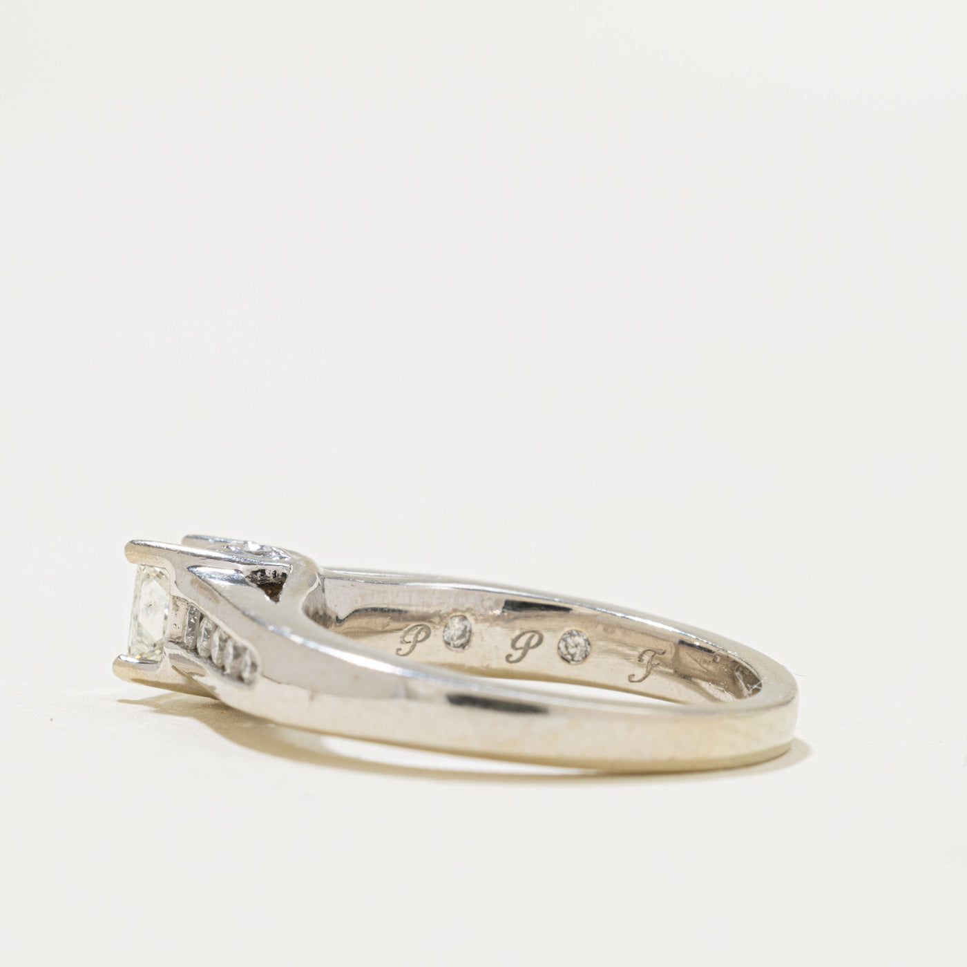 14k Princess Cut Diamond Channel Set Accented Ring | 0.35ct SI2 H, 0.20ctw | SZ 4.5