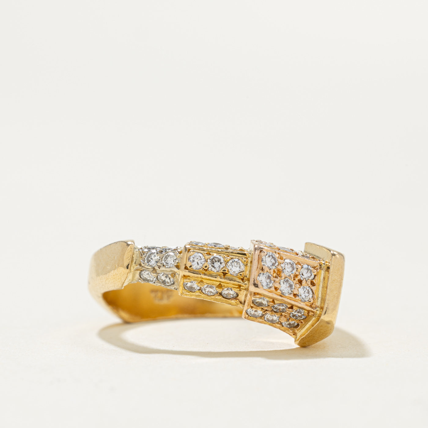 18k Pave Set Diamond Architectural Geometric Ring | 0.30ctw | SZ 5.25