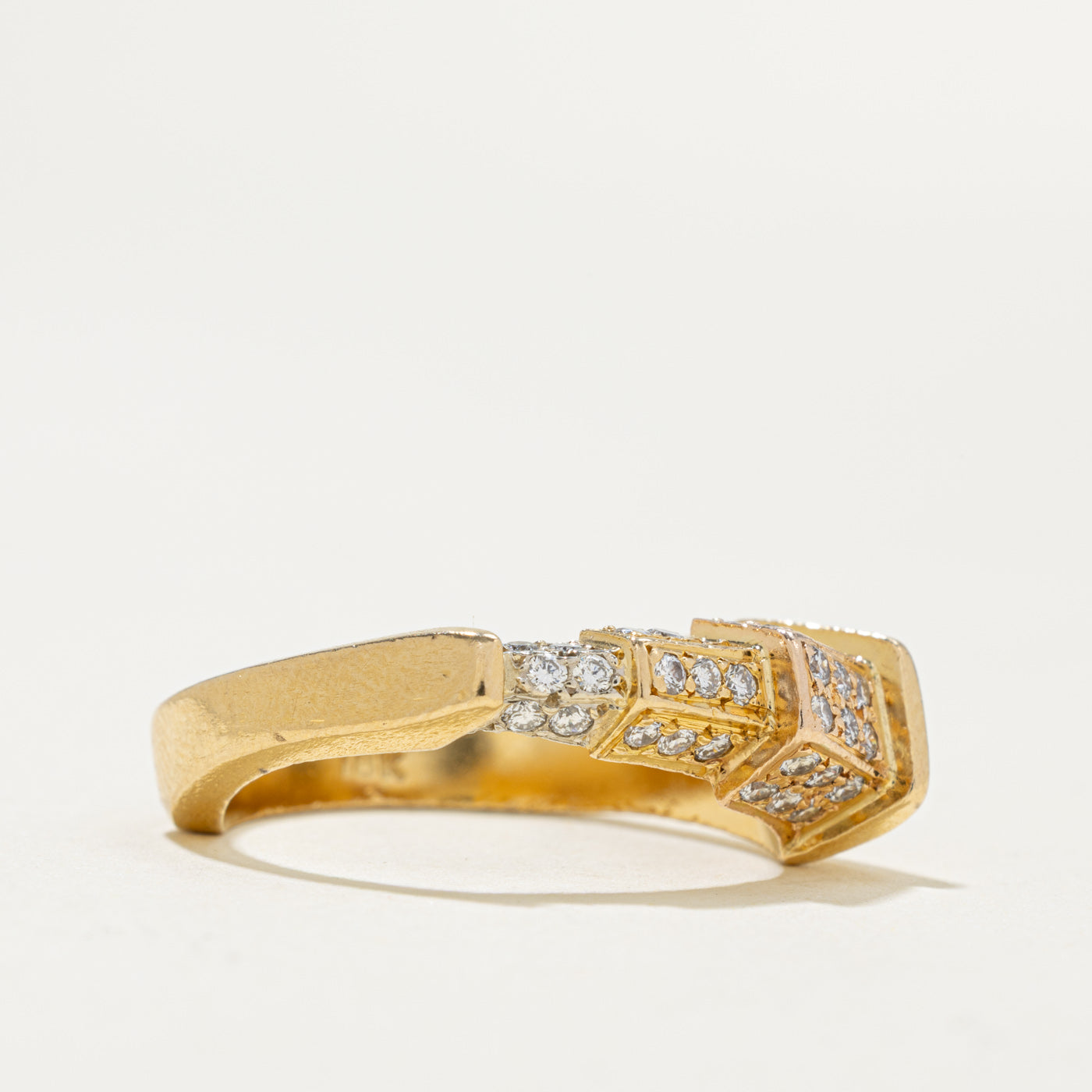 18k Pave Set Diamond Architectural Geometric Ring | 0.30ctw | SZ 5.25