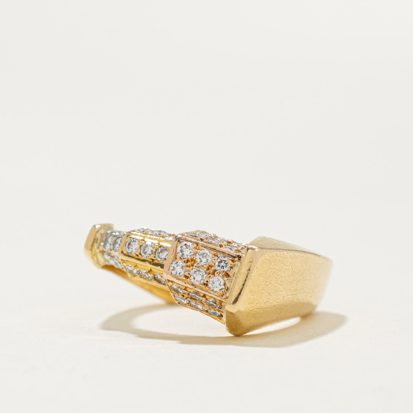18k Pave Set Diamond Architectural Geometric Ring | 0.30ctw | SZ 5.25