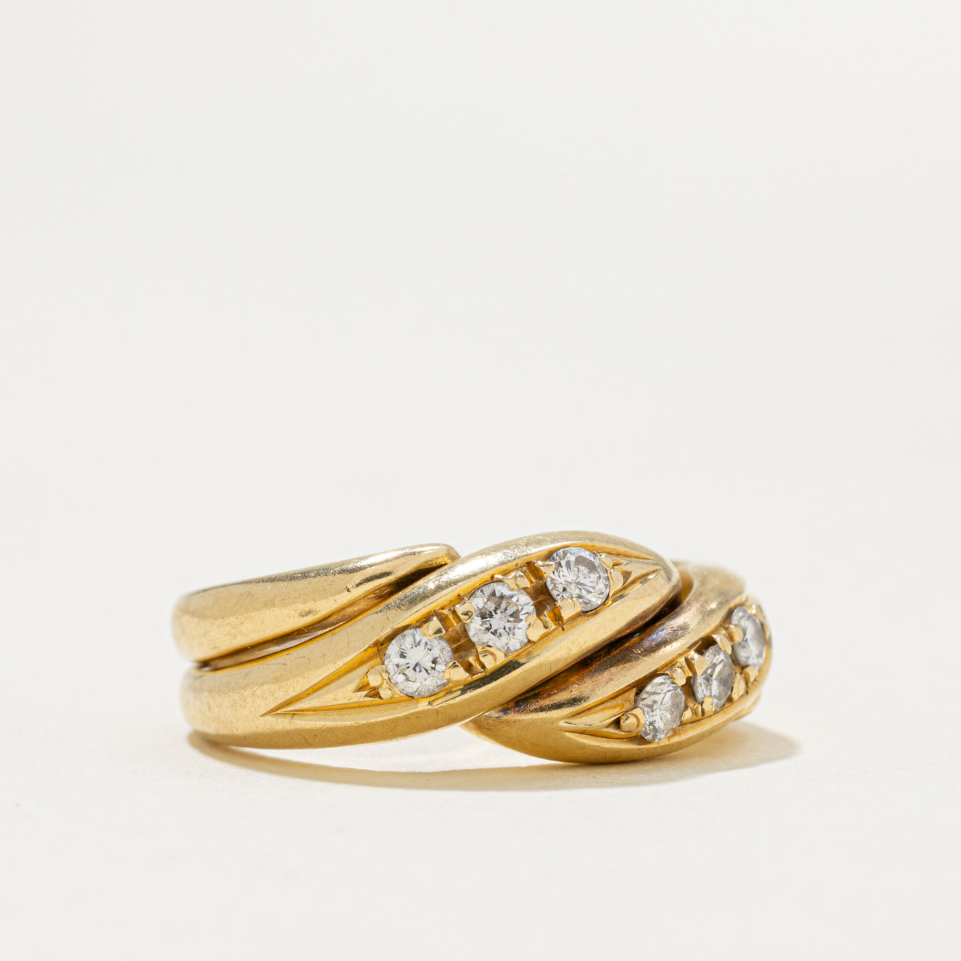 18k Diamond Accented Twisted Puzzle Ring | 0.25ctw | SZ 4.75
