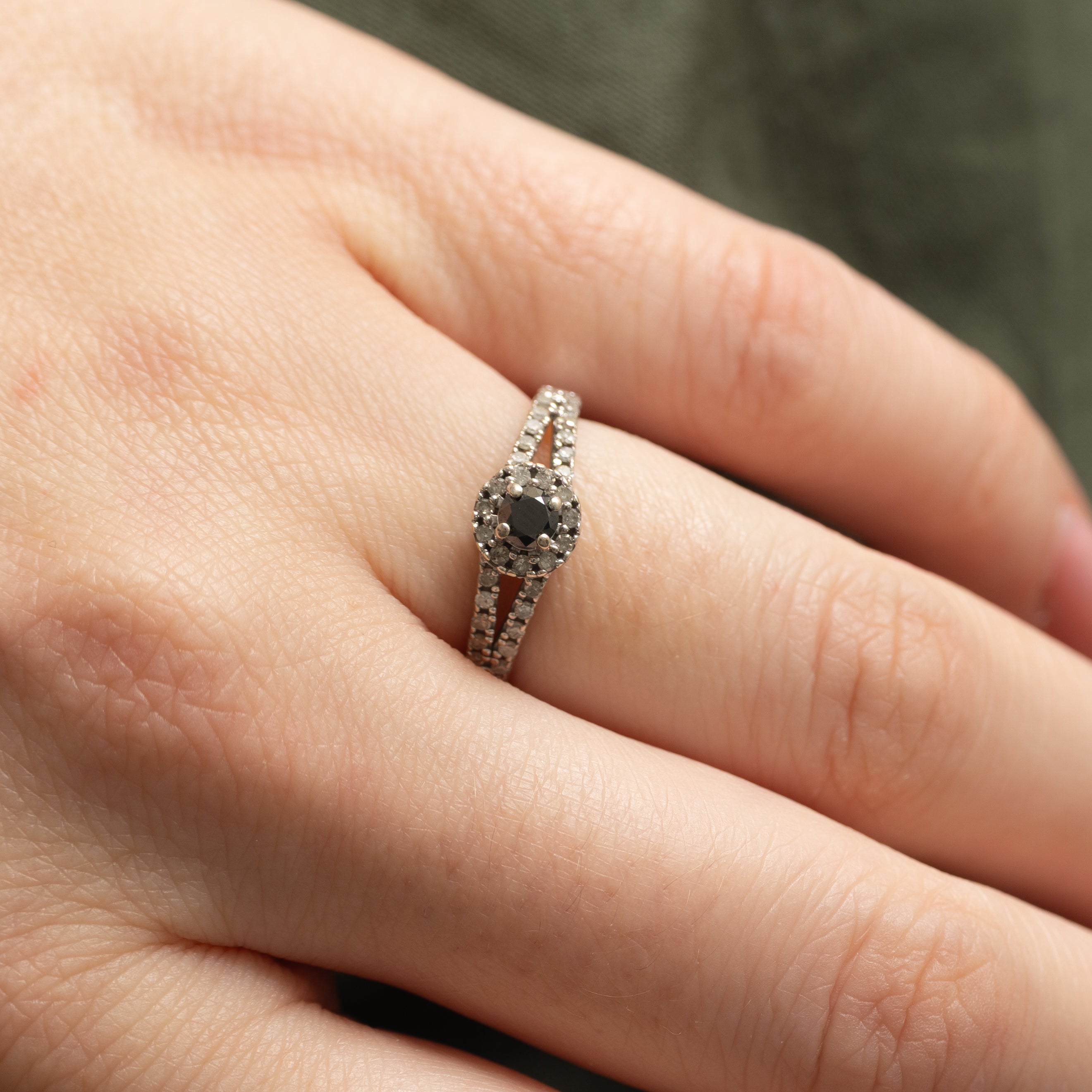 Black Diamond Halo Split Shank Ring | 0.32ctw | SZ 5.0 |