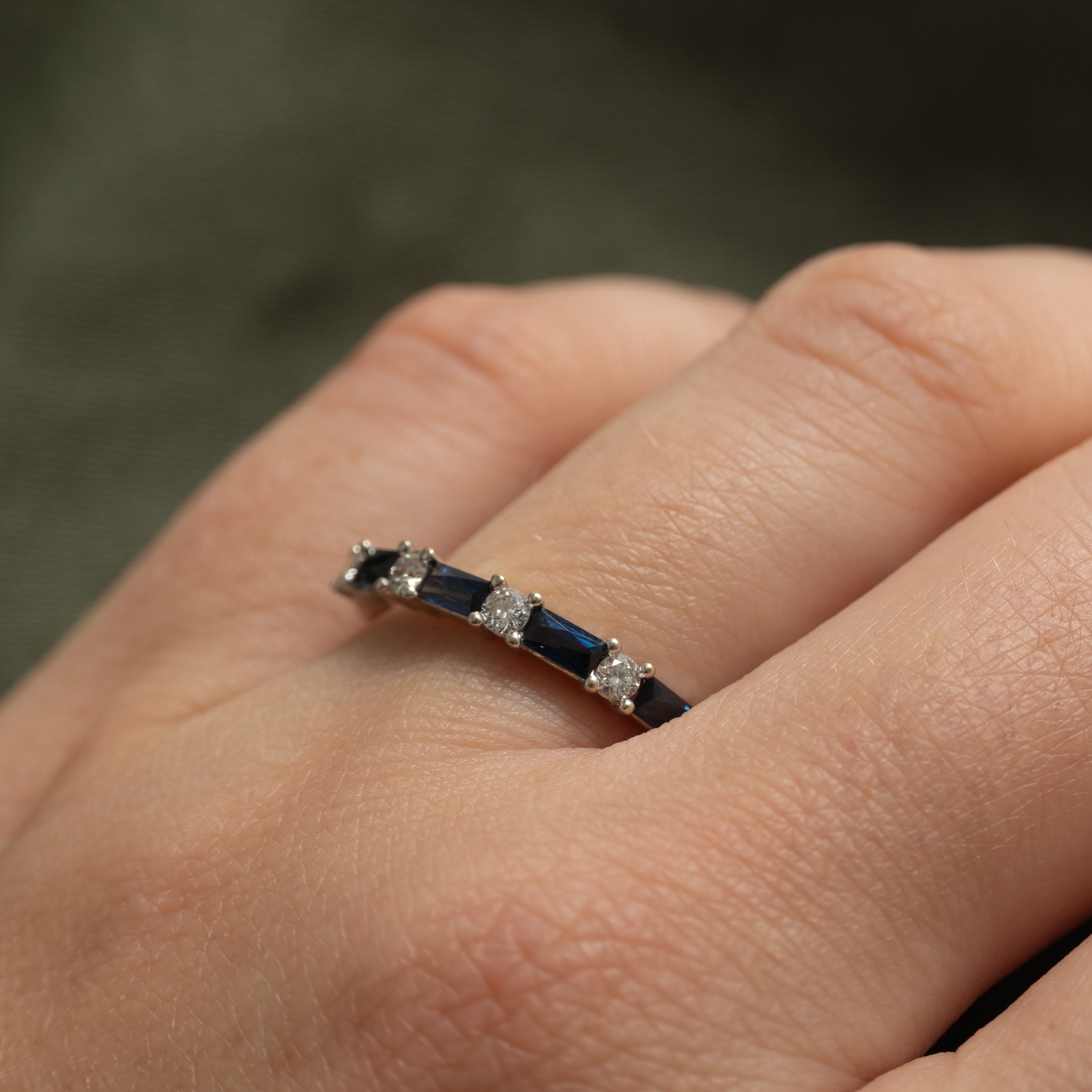 Semi Eternity Sapphire & Diamond Band | 0.34ctw, 0.22ctw | SZ 7