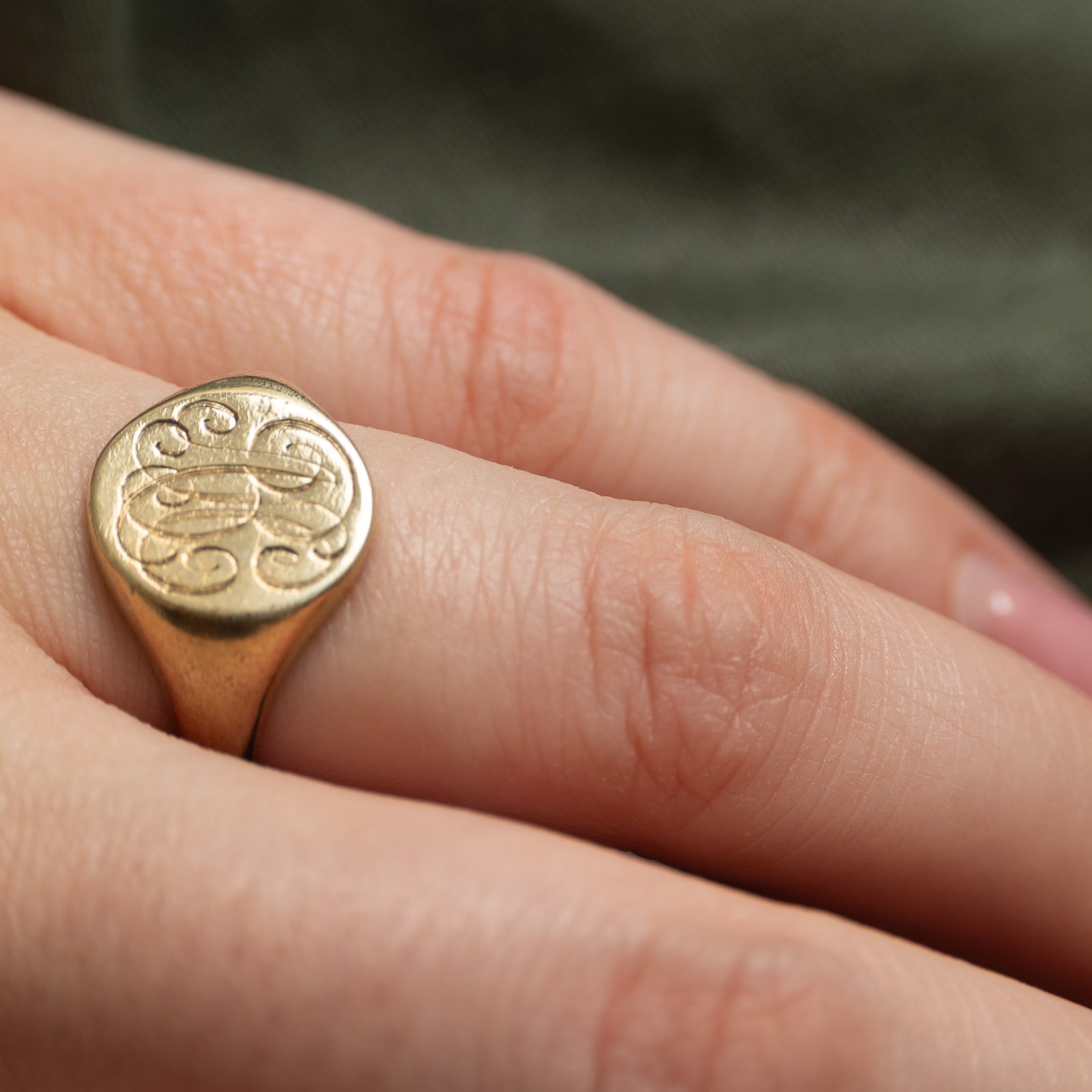 10k Yellow Gold "ABC" Initial Signet Ring | SZ 6.25