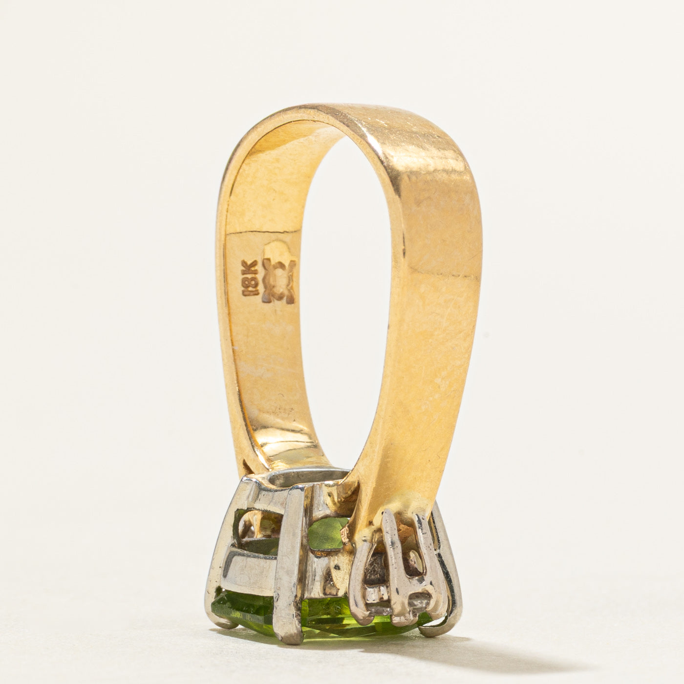 18k Radiant Cut Peridot & Diamond Accented Ring | 3.70ct, 0.12ctw | SZ 6.5