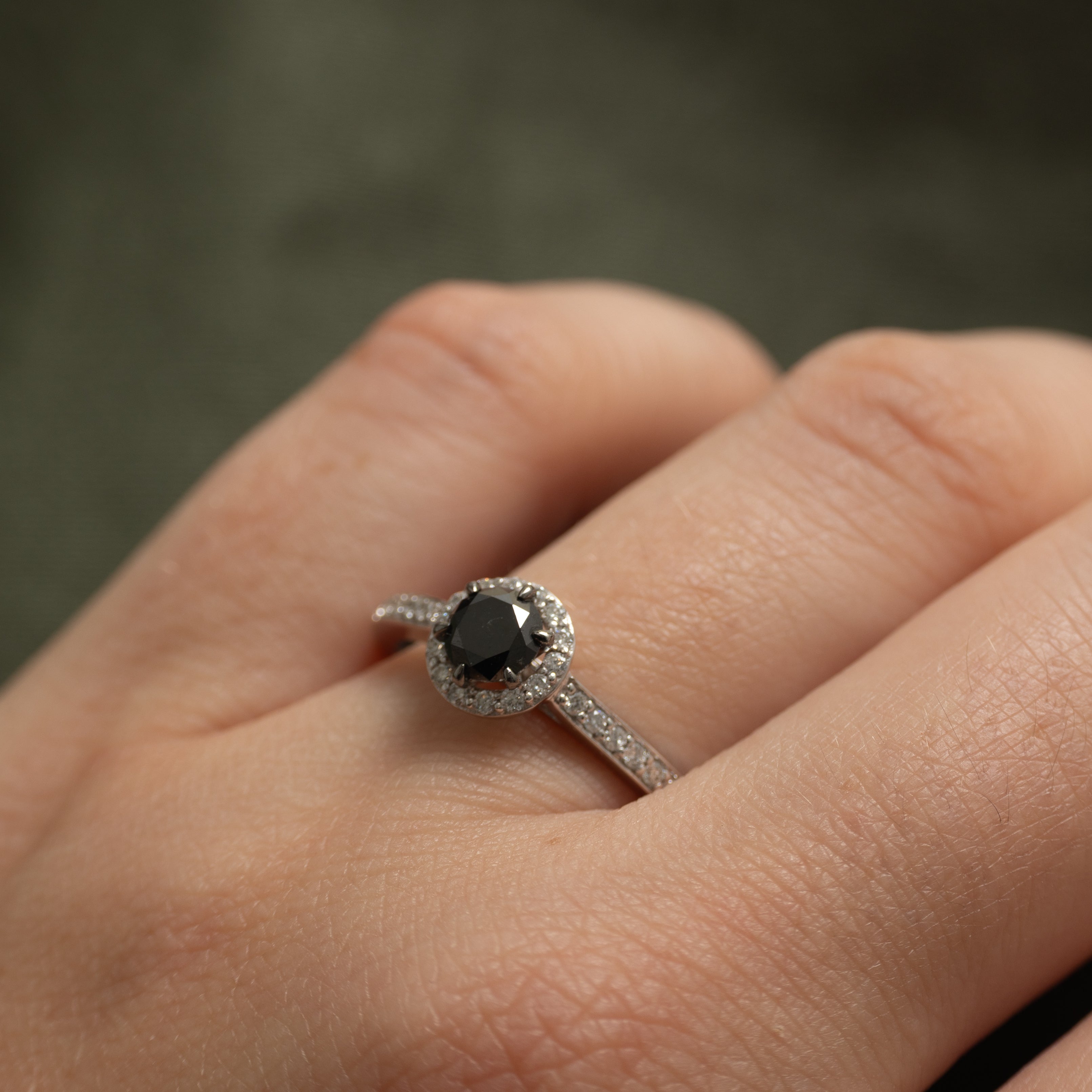 Black & White Diamond Halo Ring | 0.62ctw | SZ 8