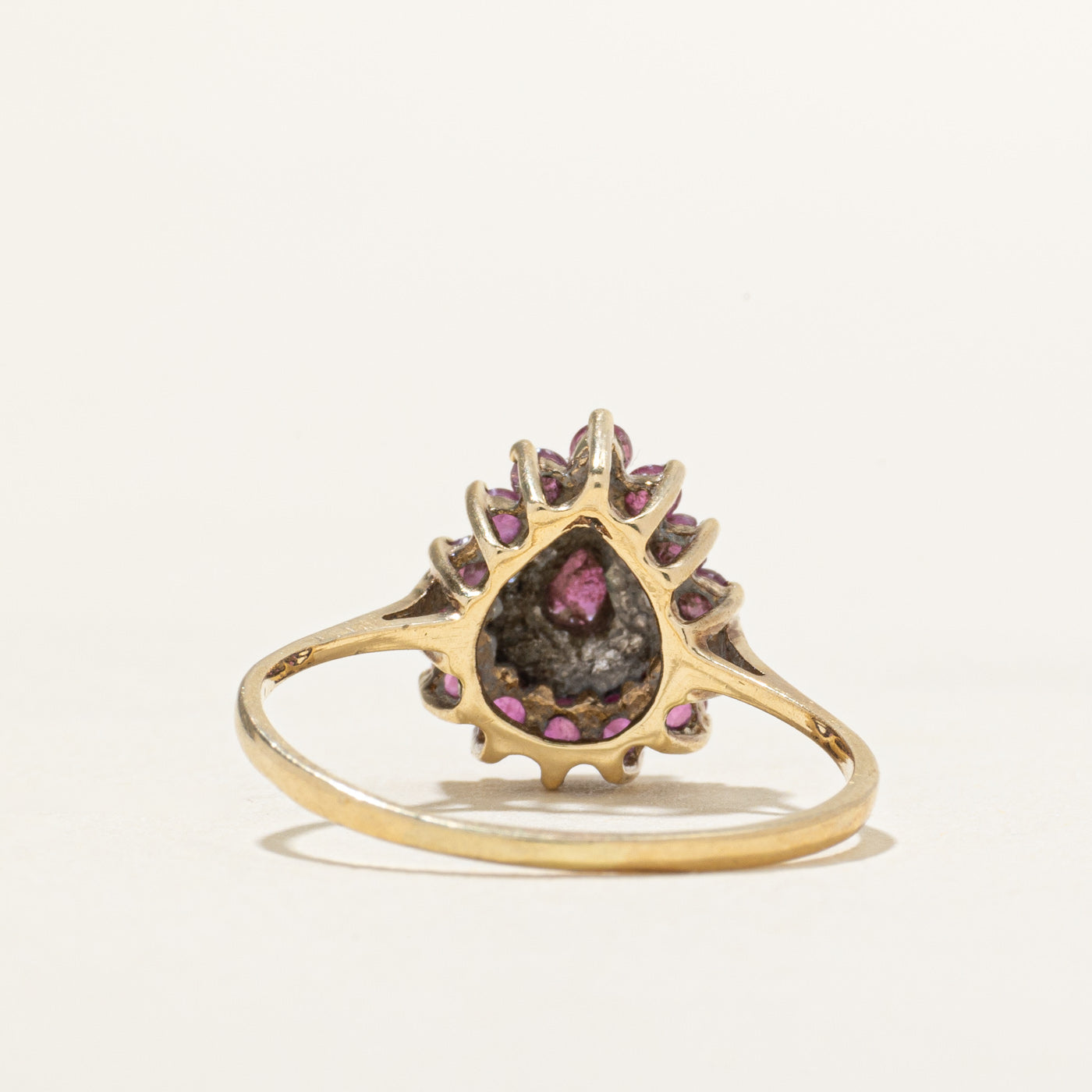 Pear Cut Ruby & Diamond Petal Halo Ring | 0.60ctw, 0.02ctw | SZ 7.5