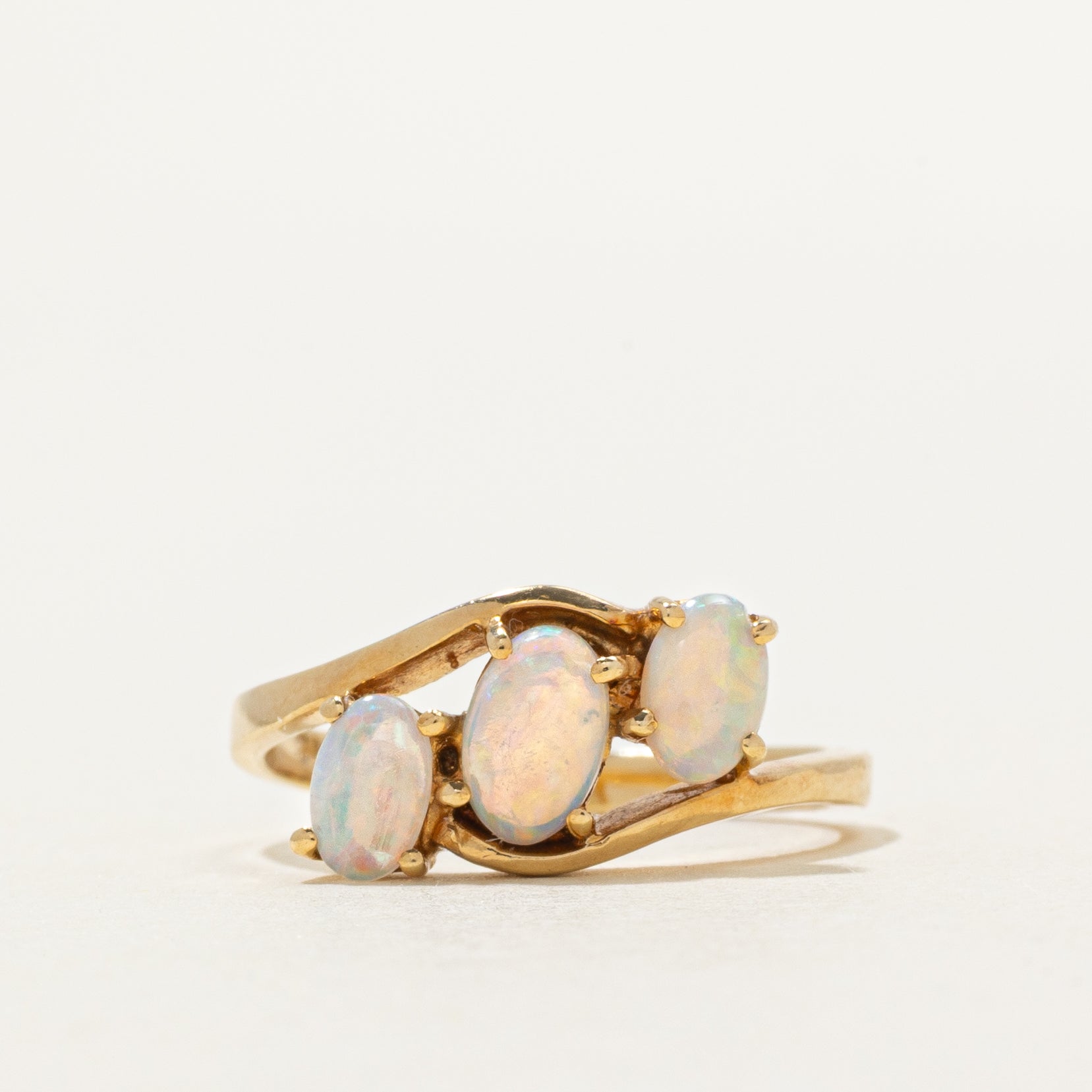 Three Stone Opal Bypass Ring | 0.35ctw | SZ 4.5