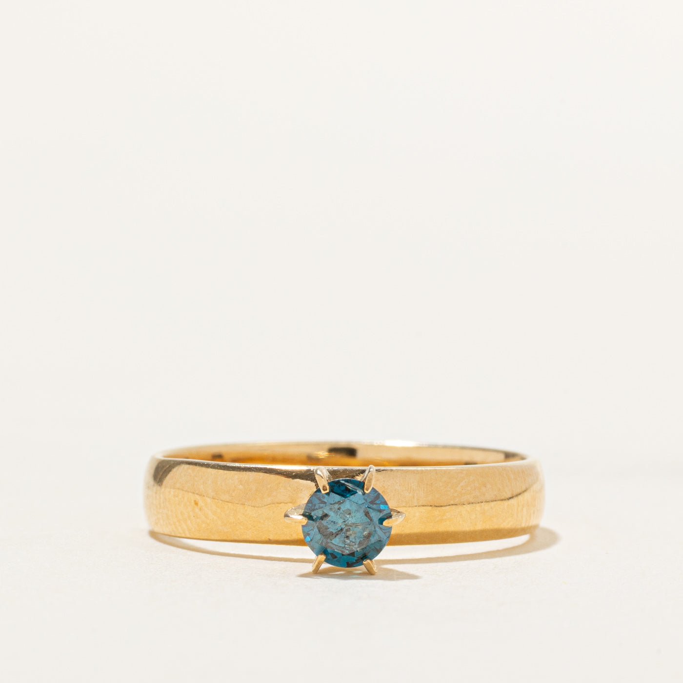 18k Solitaire Enhanced Blue Diamond Ring | SZ 8.25