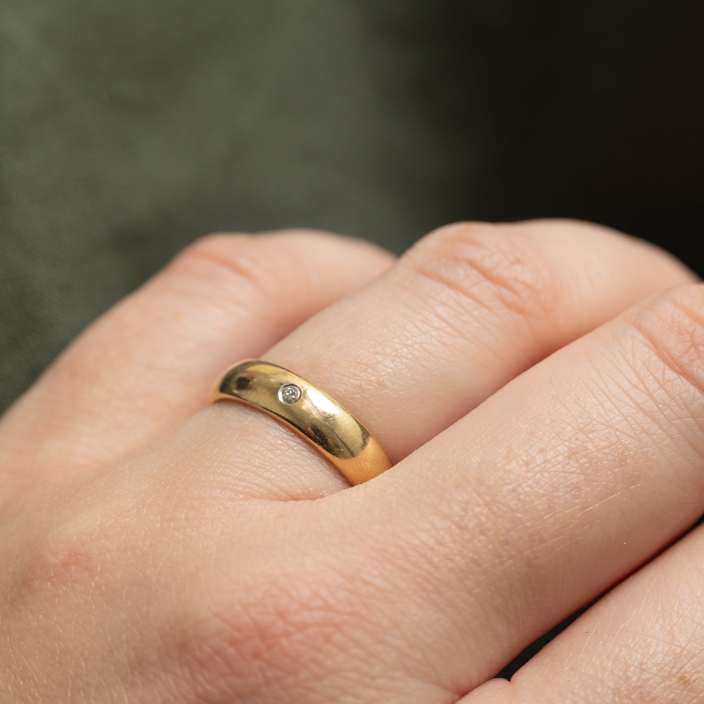 Yellow Gold Flush Set Diamond Band | SZ 6