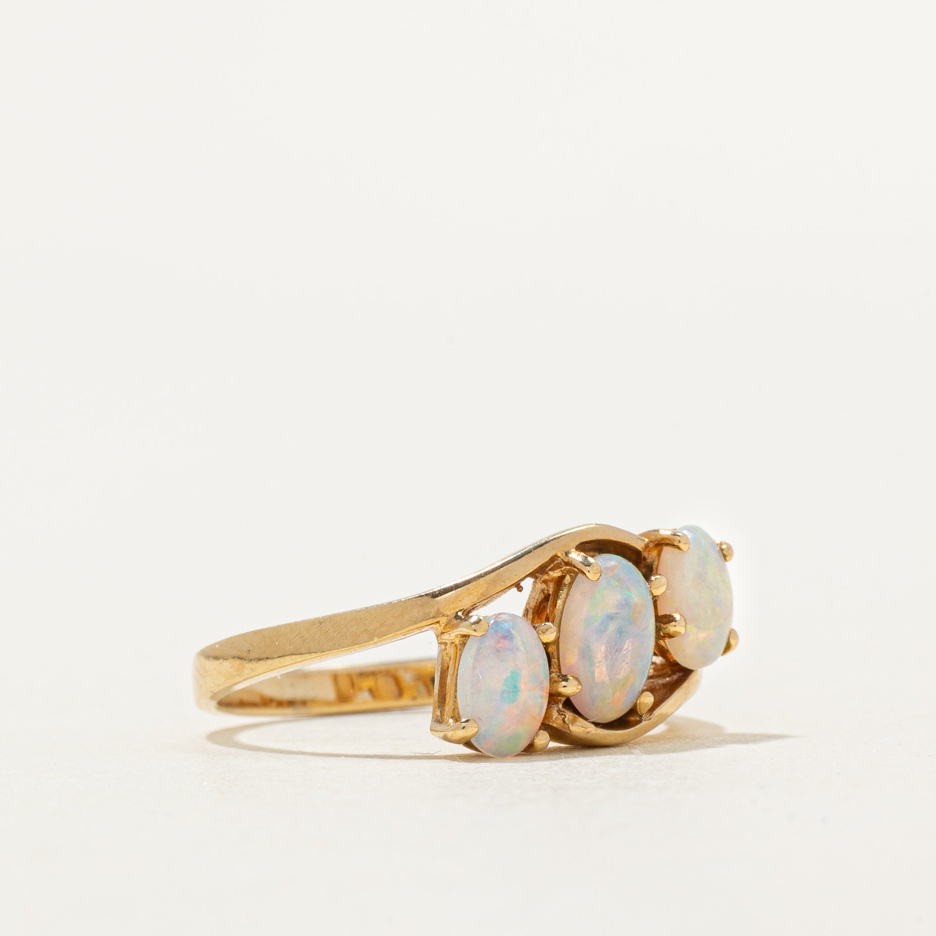 Three Stone Opal Bypass Ring | 0.35ctw | SZ 4.5