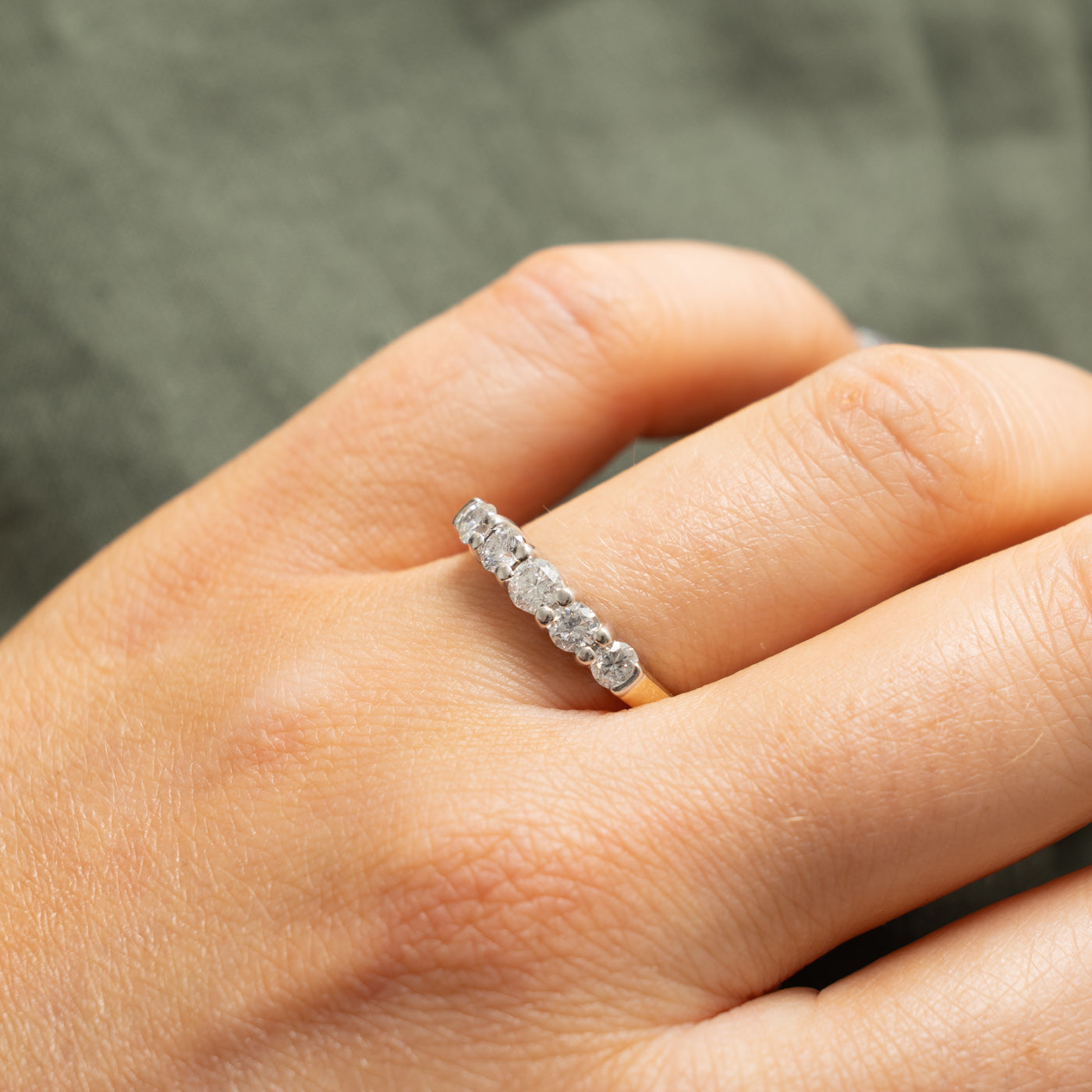 14k Five Stone Diamond Band | 0.62ctw | 1.85mm | SZ 8