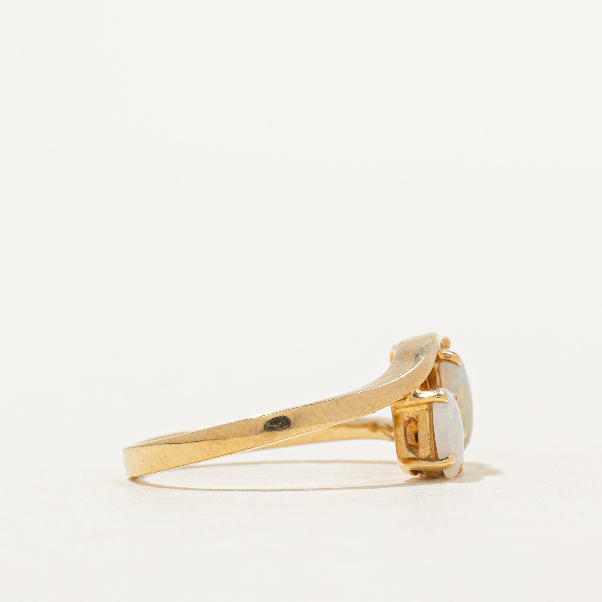 Three Stone Opal Bypass Ring | 0.35ctw | SZ 4.5