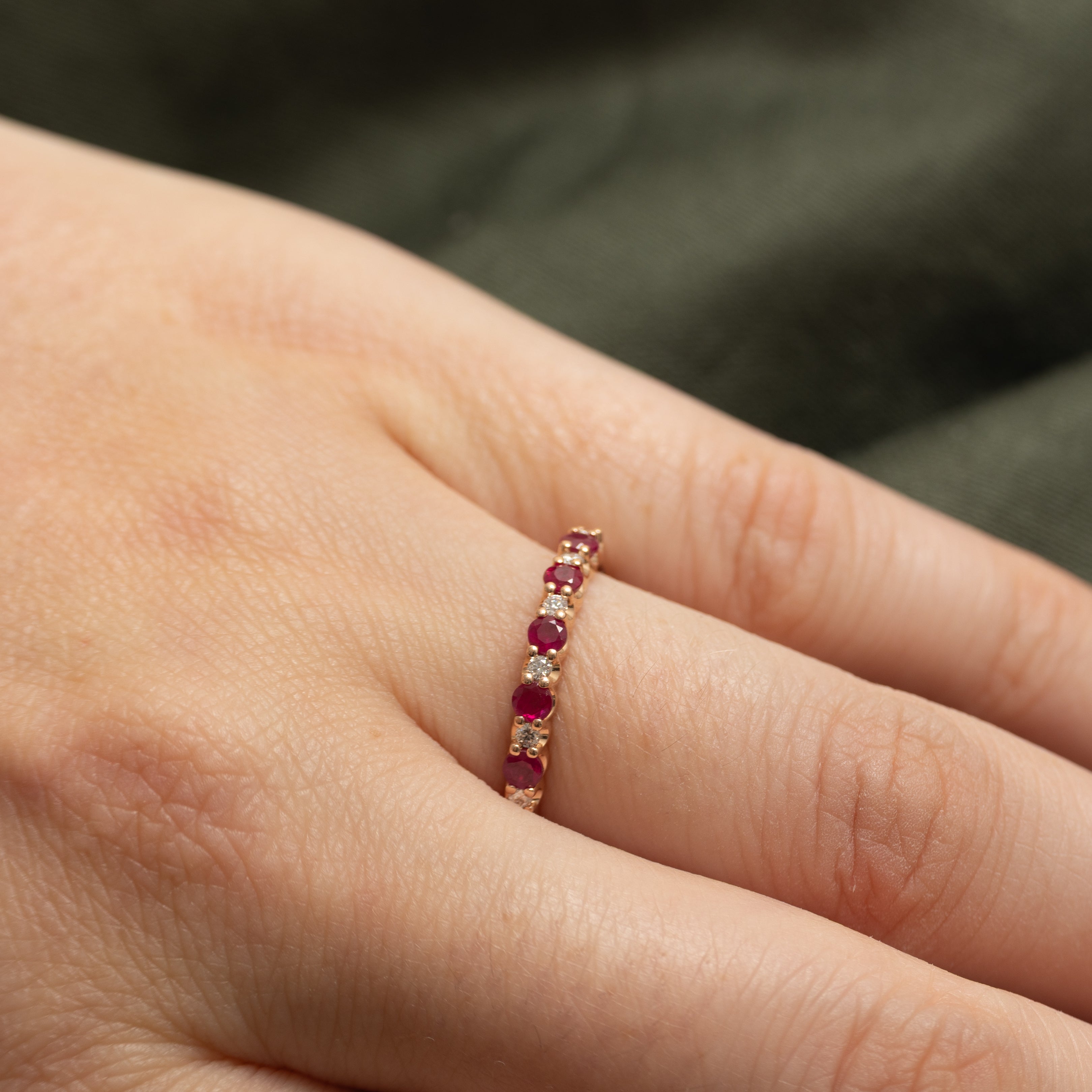 Semi-Eternity Ruby & Diamond Ring | 0.35ctw, 0.07ctw | SZ 6.5