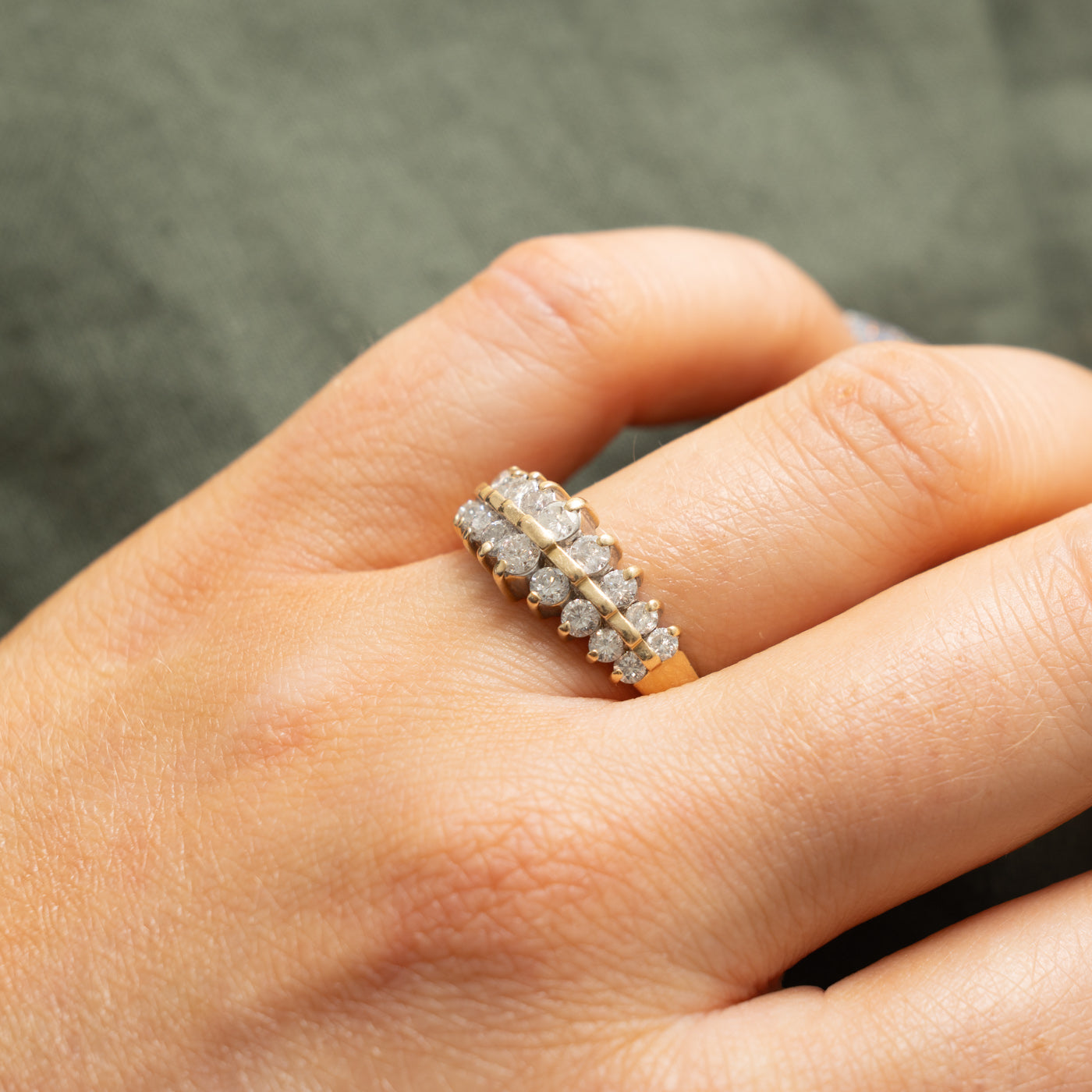 14k Multi Row Diamond Ring | 0.60ctw | SZ 8.75