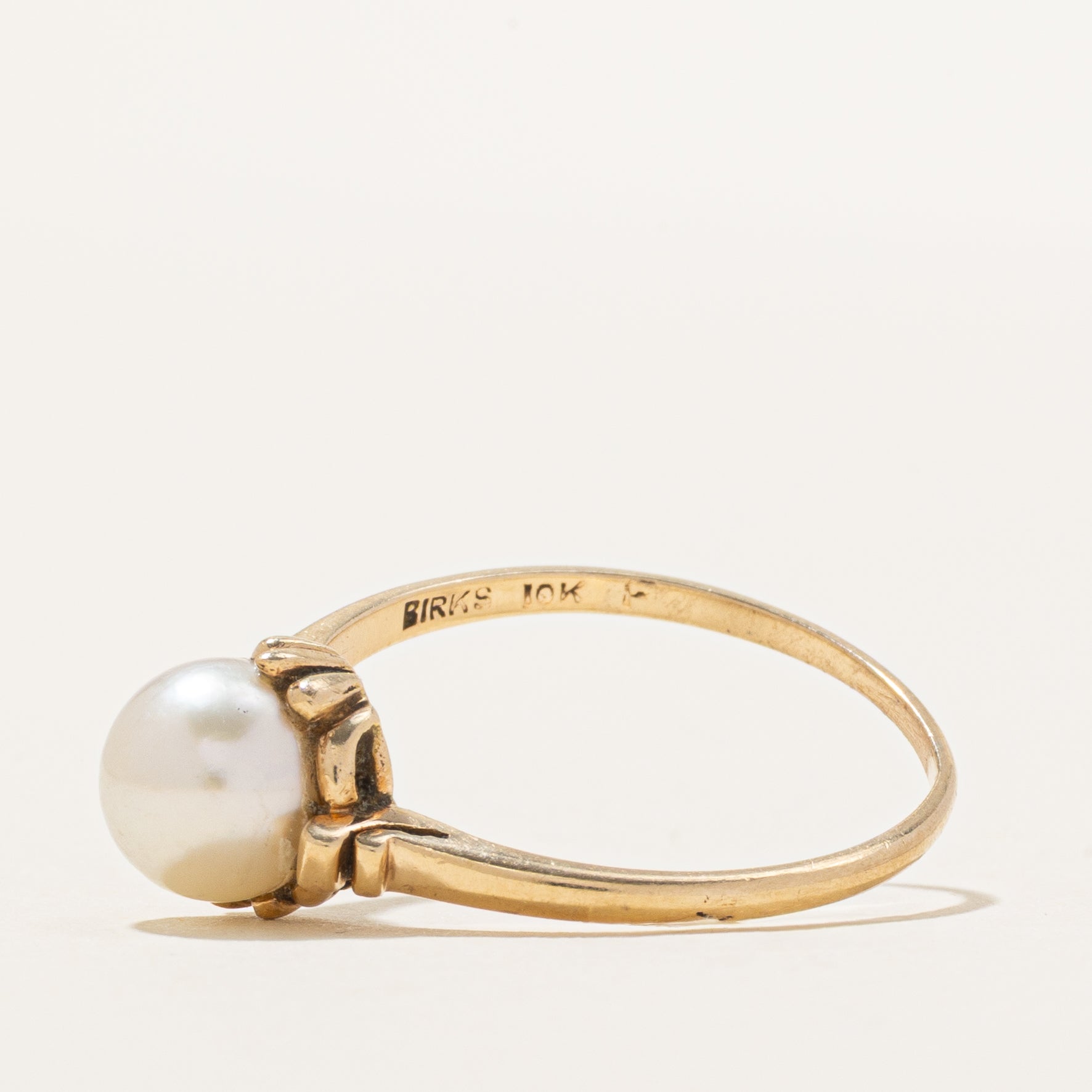 Bague solitaire perle « Birks » | Taille 8,5 