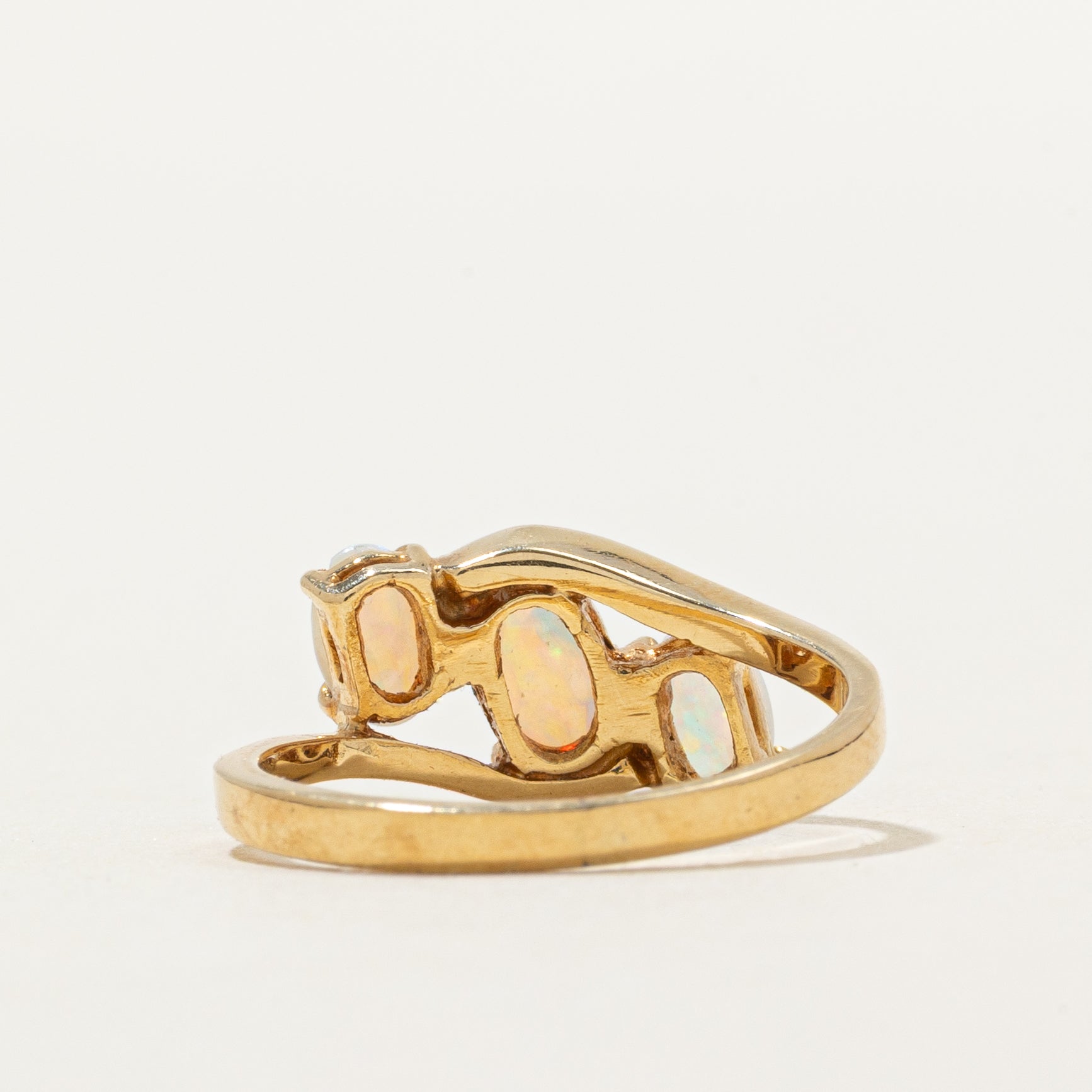 Three Stone Opal Bypass Ring | 0.35ctw | SZ 4.5