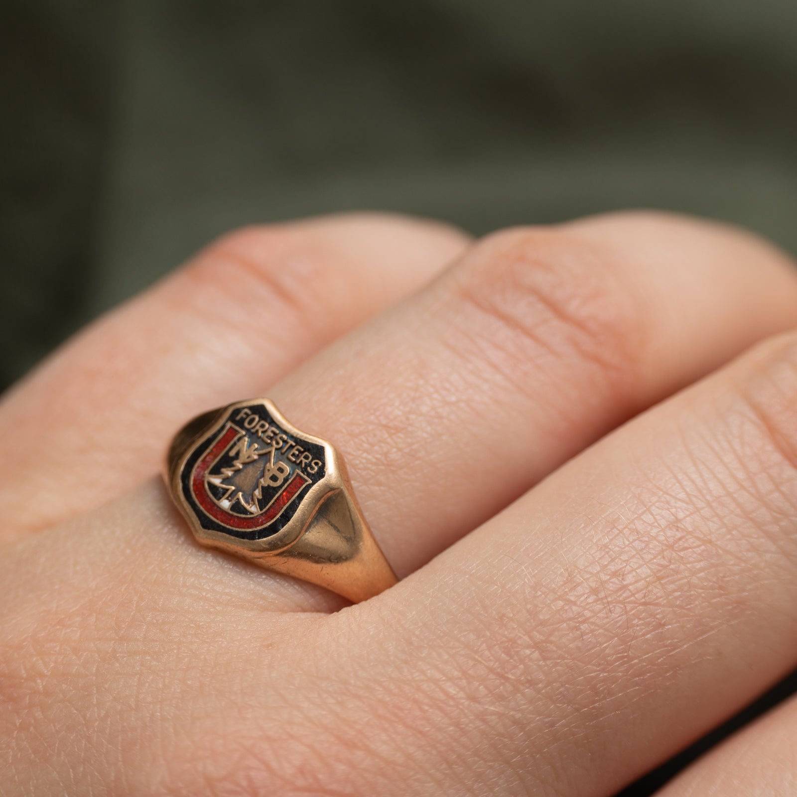 10k New Brunswick University Foresters Enamel Crest Ring | SZ 7.75