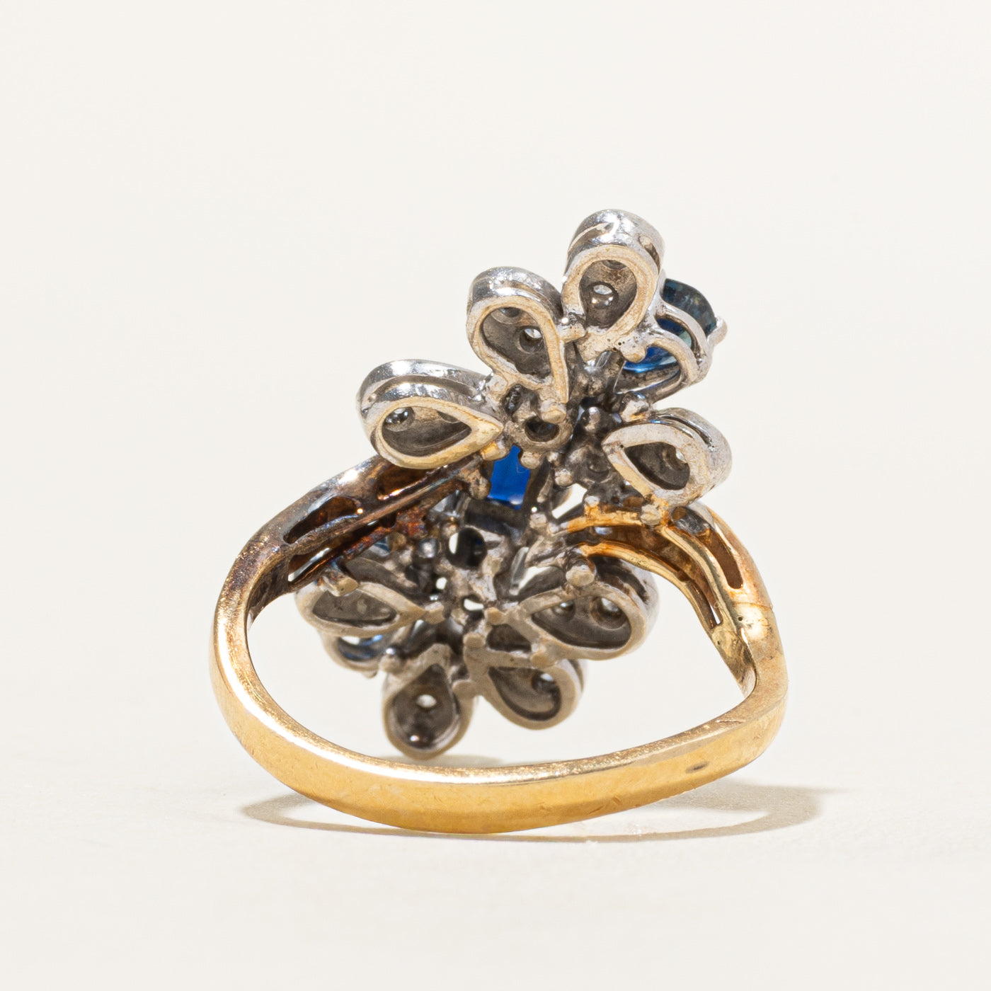 Sapphire & Diamond Ornate Floral Cluster Ring | 1.10ctw, 0.10ct | SZ 6.5