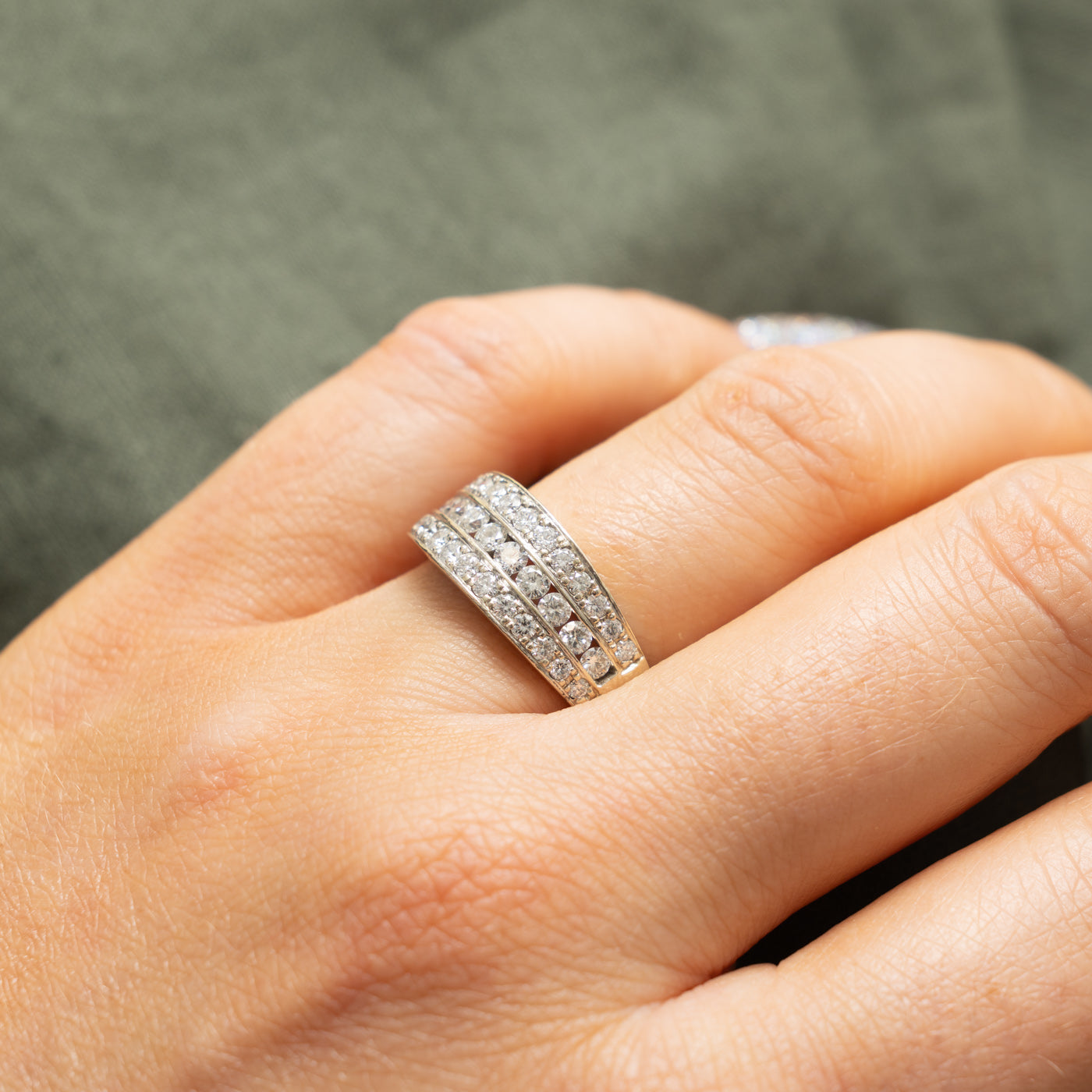 14k Multi Row Diamond Tapered Band | 0.60ctw | SZ 7.25