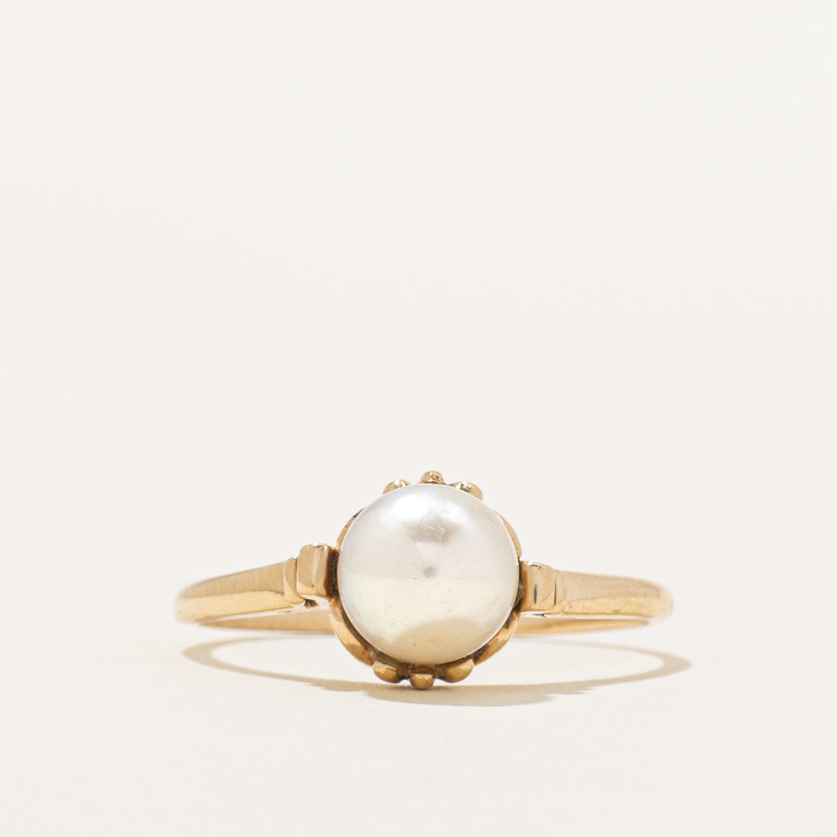 Bague solitaire perle « Birks » | Taille 8,5 