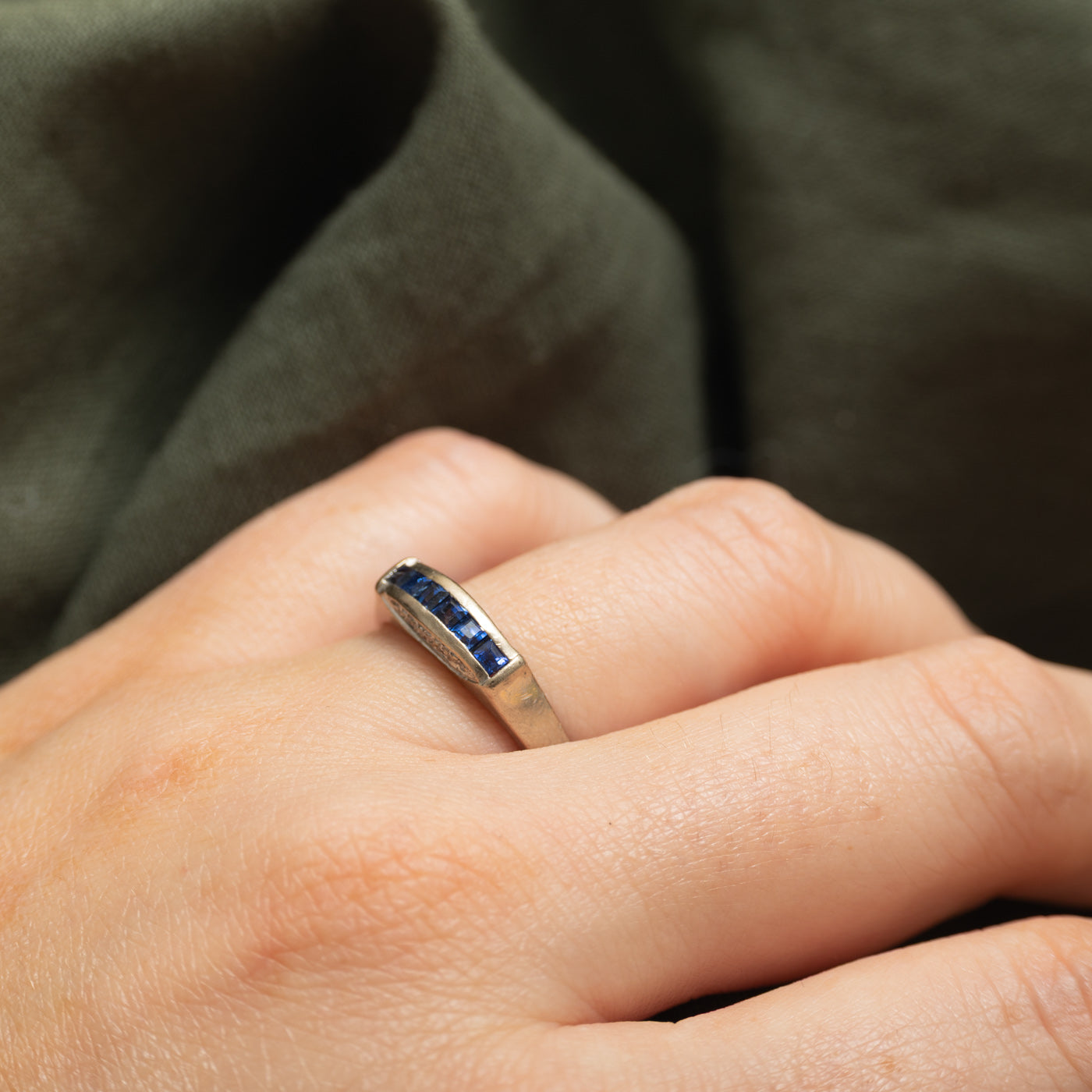 18k Channel Set Sapphire & Diamond Accented Ring | 0.30ct, 0.10ctw | SZ 6.50