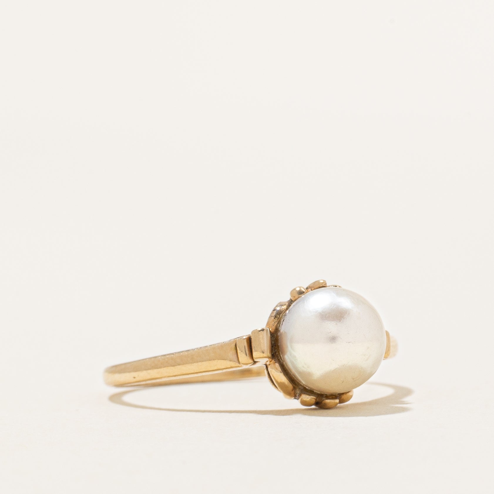 Bague solitaire perle « Birks » | Taille 8,5 