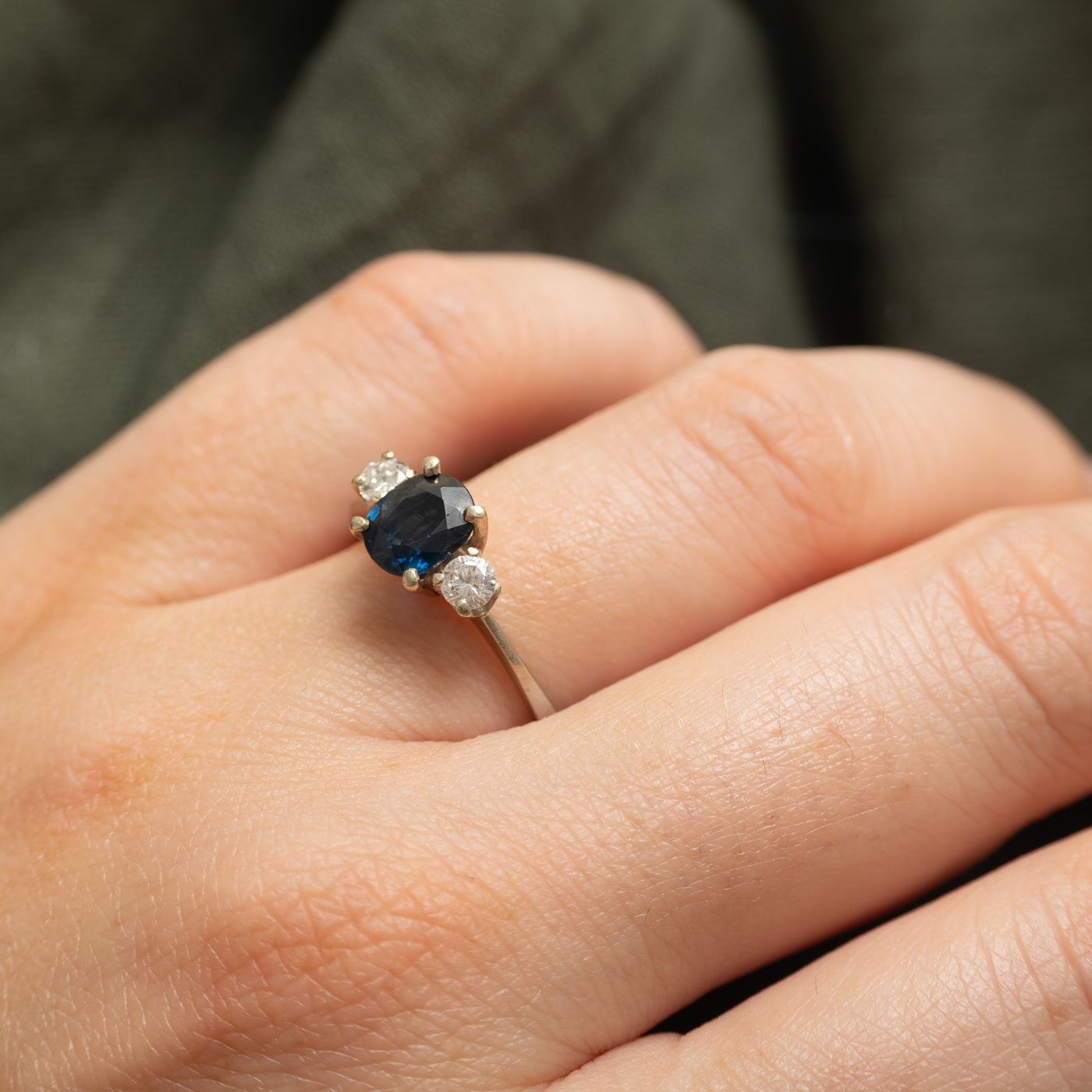 Oval Cut Sapphire & Diamond Accented Ring | 1.10ct, 0.24ctw | SZ 7.75