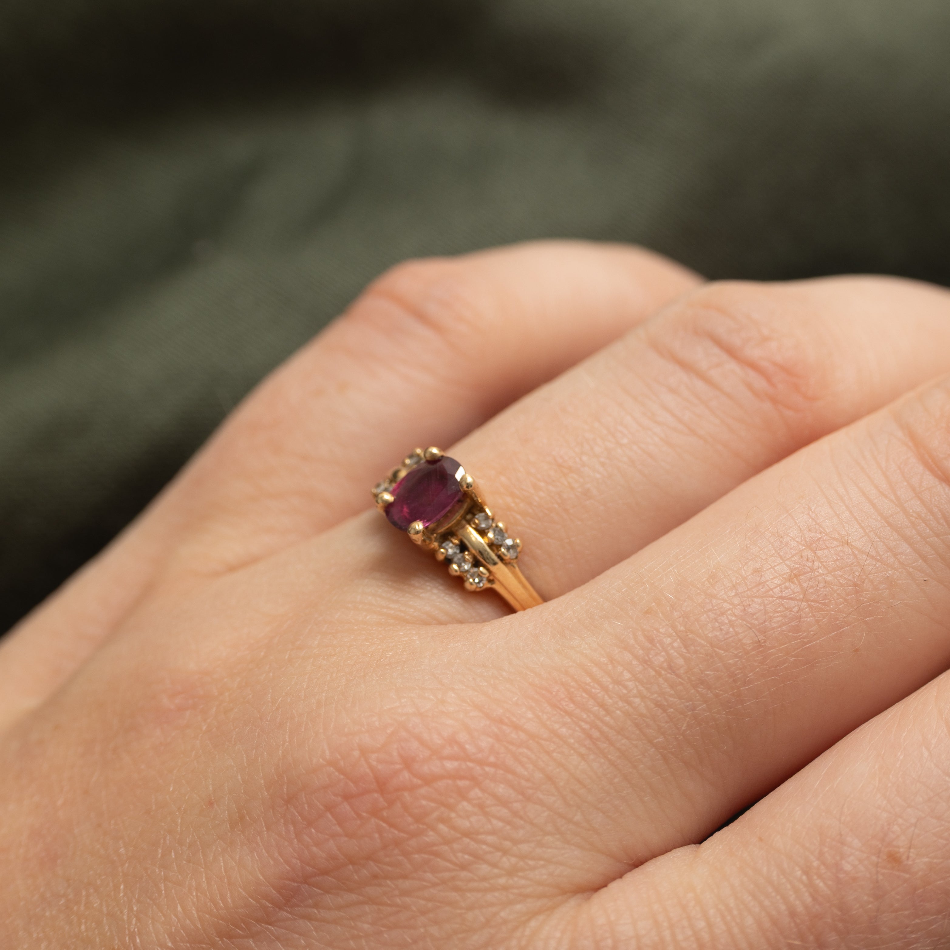 Oval Cut Ruby & Diamond Accented Ring | 0.60ct, 0.06ctw | SZ 6