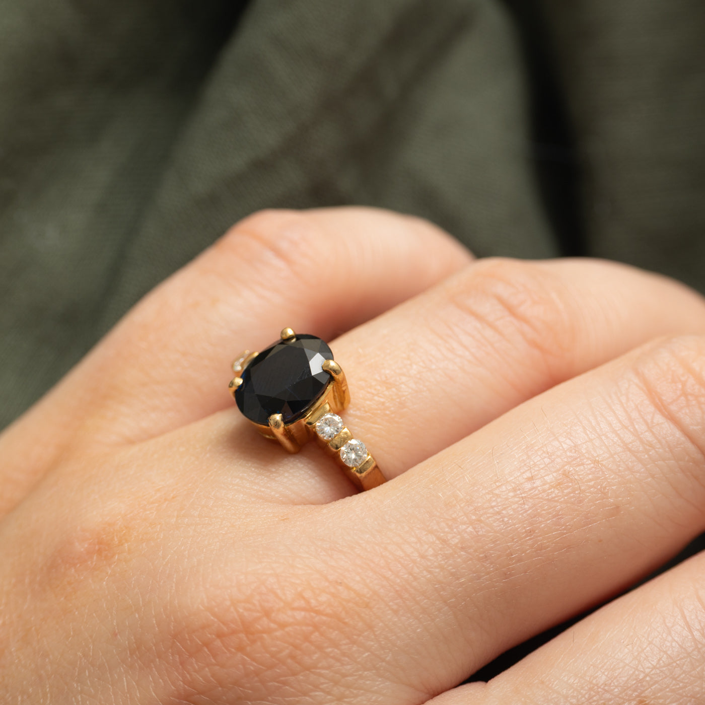 18k Oval Cut Sapphire & Diamond Accented Ring | 4.00ct, 0.21ctw | SZ 6