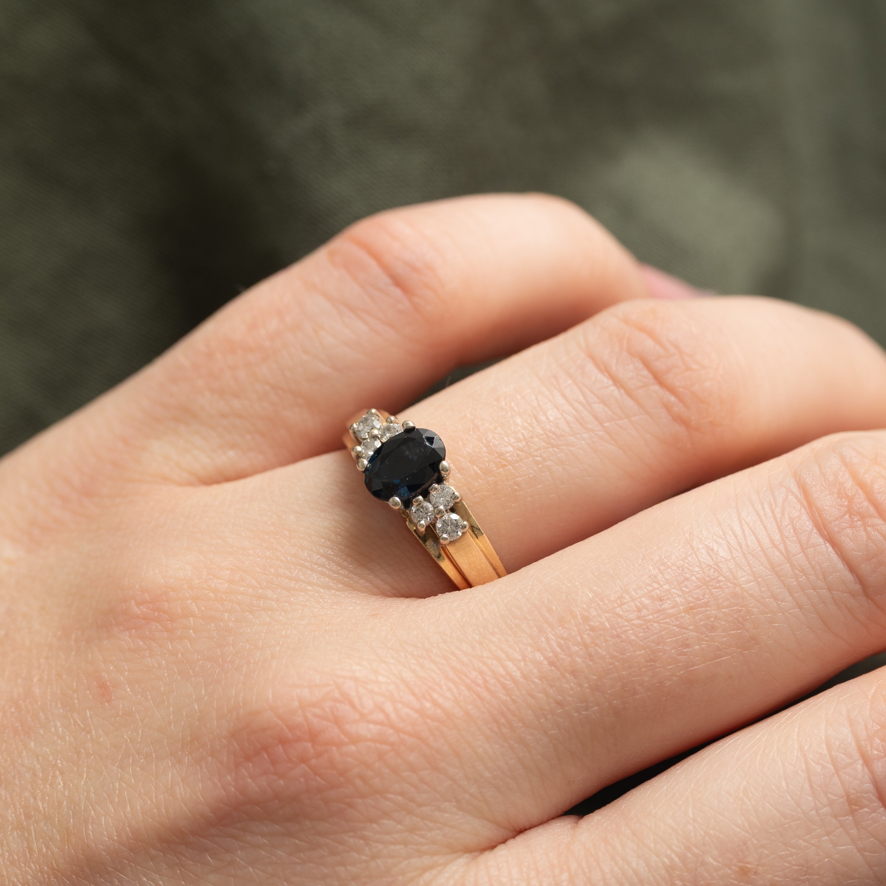 Oval Cut Sapphire & Diamond Accented Ring | 0.95ct, 0.3ctw | SZ 6.5 |