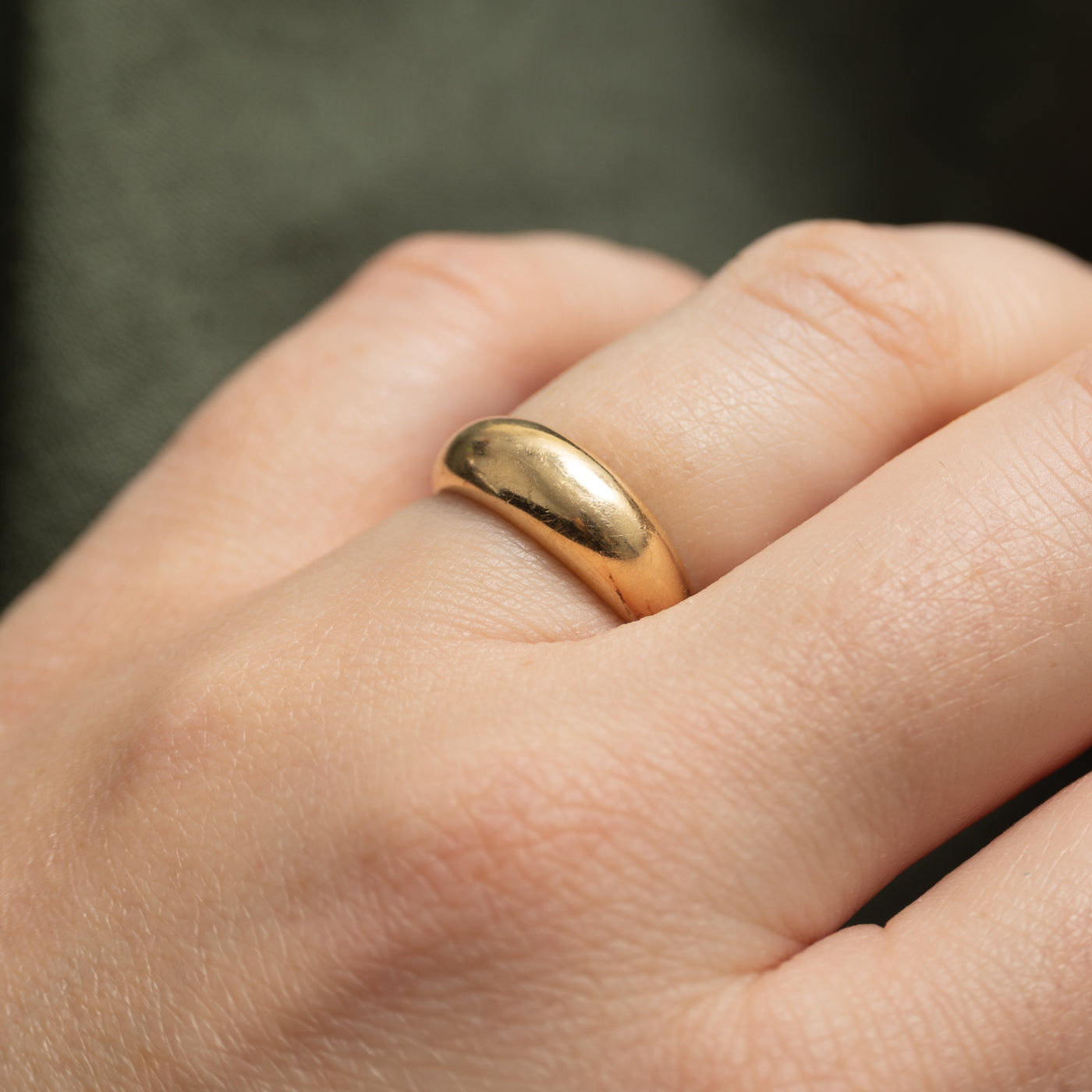 Bague bombée en or jaune 14 carats | Taille 5