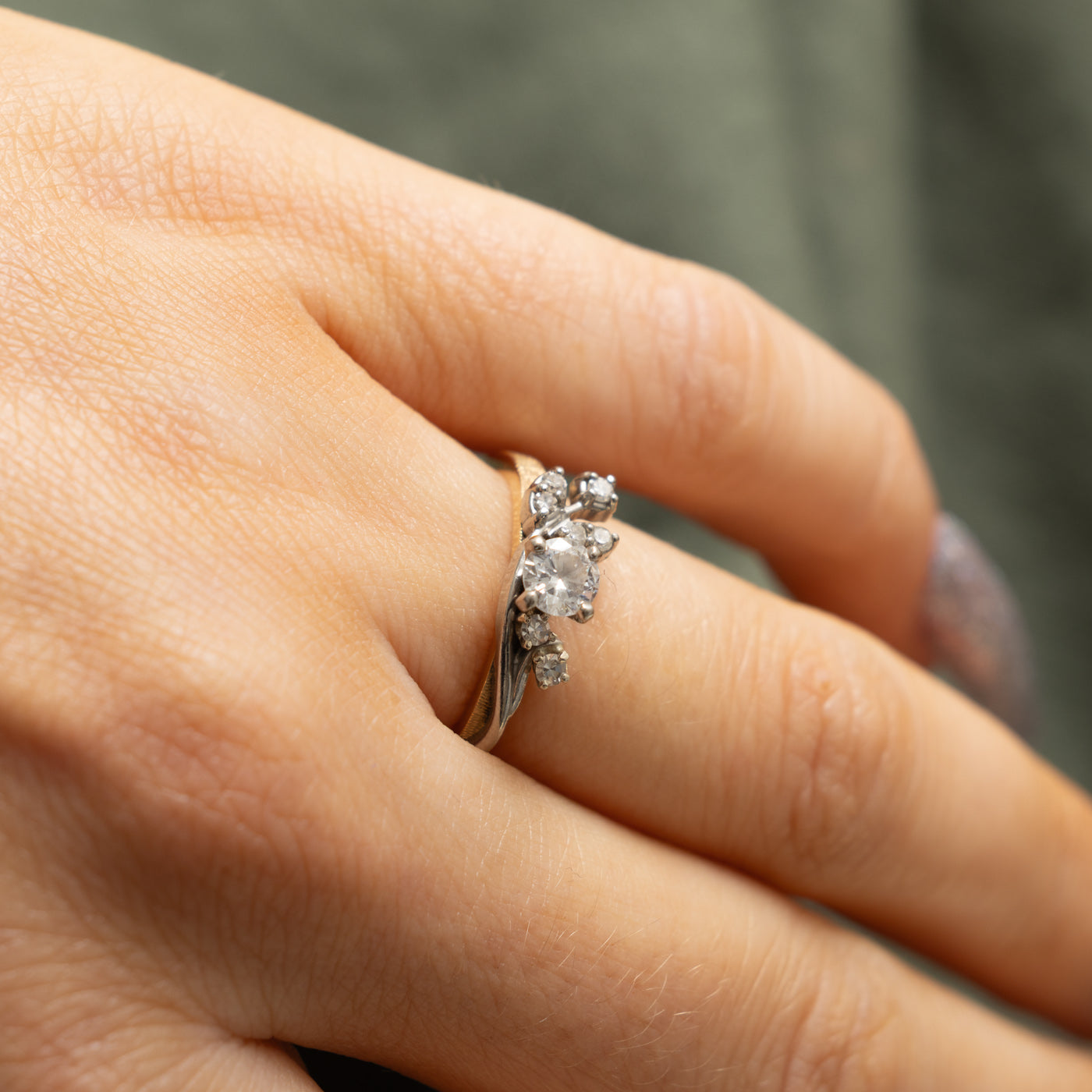 Diamond Textured Floral Ring | 0.46ctw | SZ 6.25
